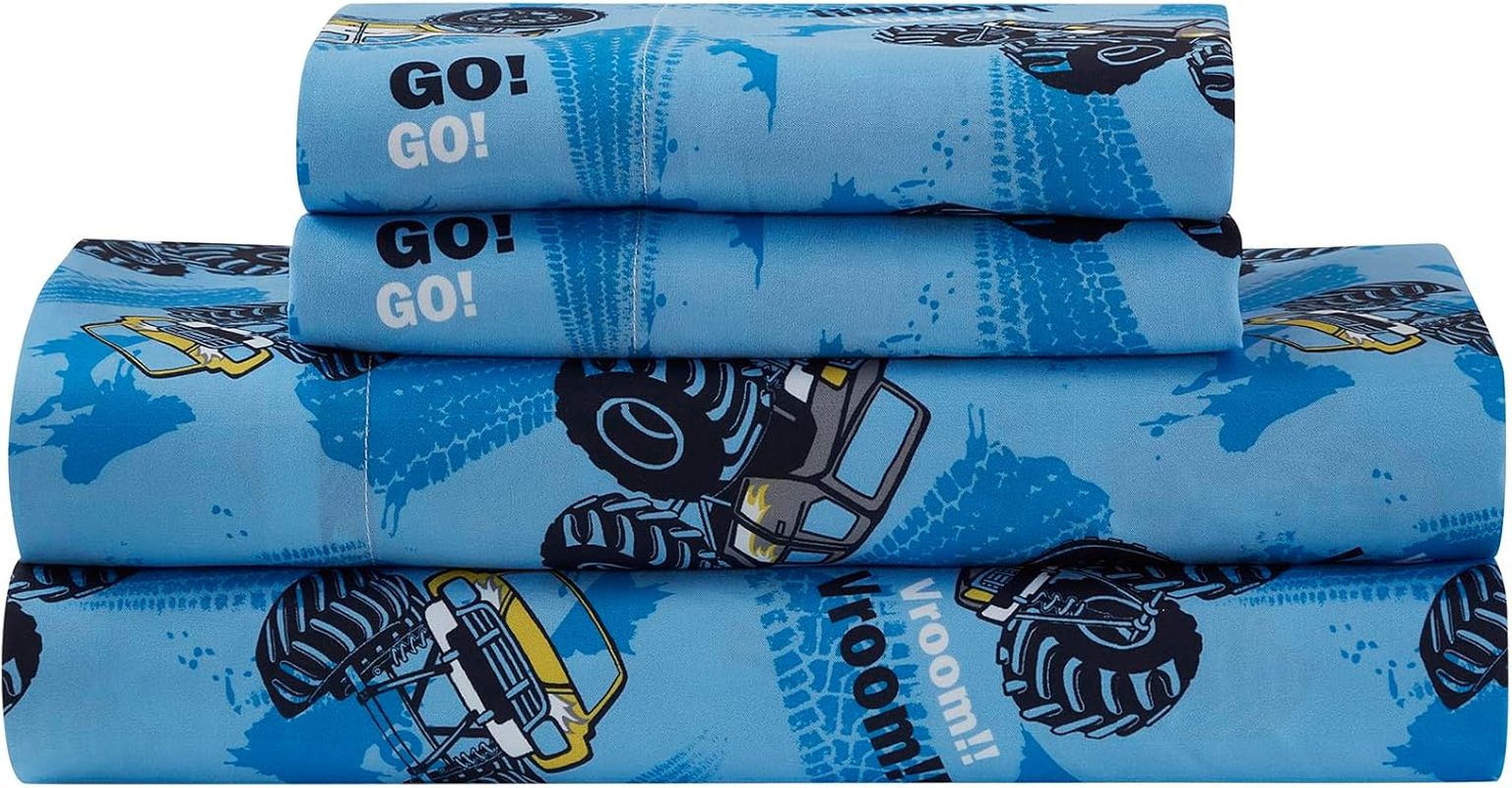 Kids Bedding Set Bed in a Bag for Boys and Girls Toddlers Printed Sheet Set and Comforter, Twin, Monster Truck image number 3