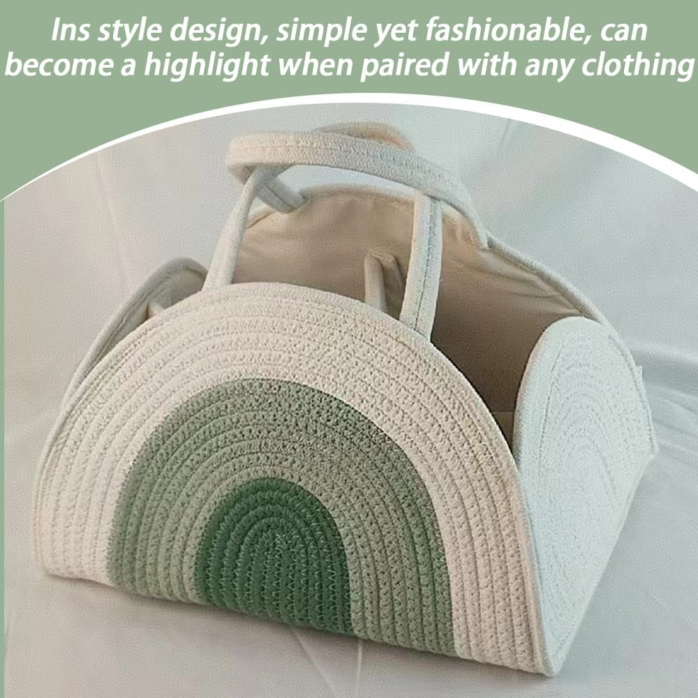 Cotton Rope Diaper Caddy Basket, Diary Baby Diaper Caddy Organizer, Large Shower Caddy for Newborn, for Baby Shower List, Newborn Essentials Basket (Green) image number 2