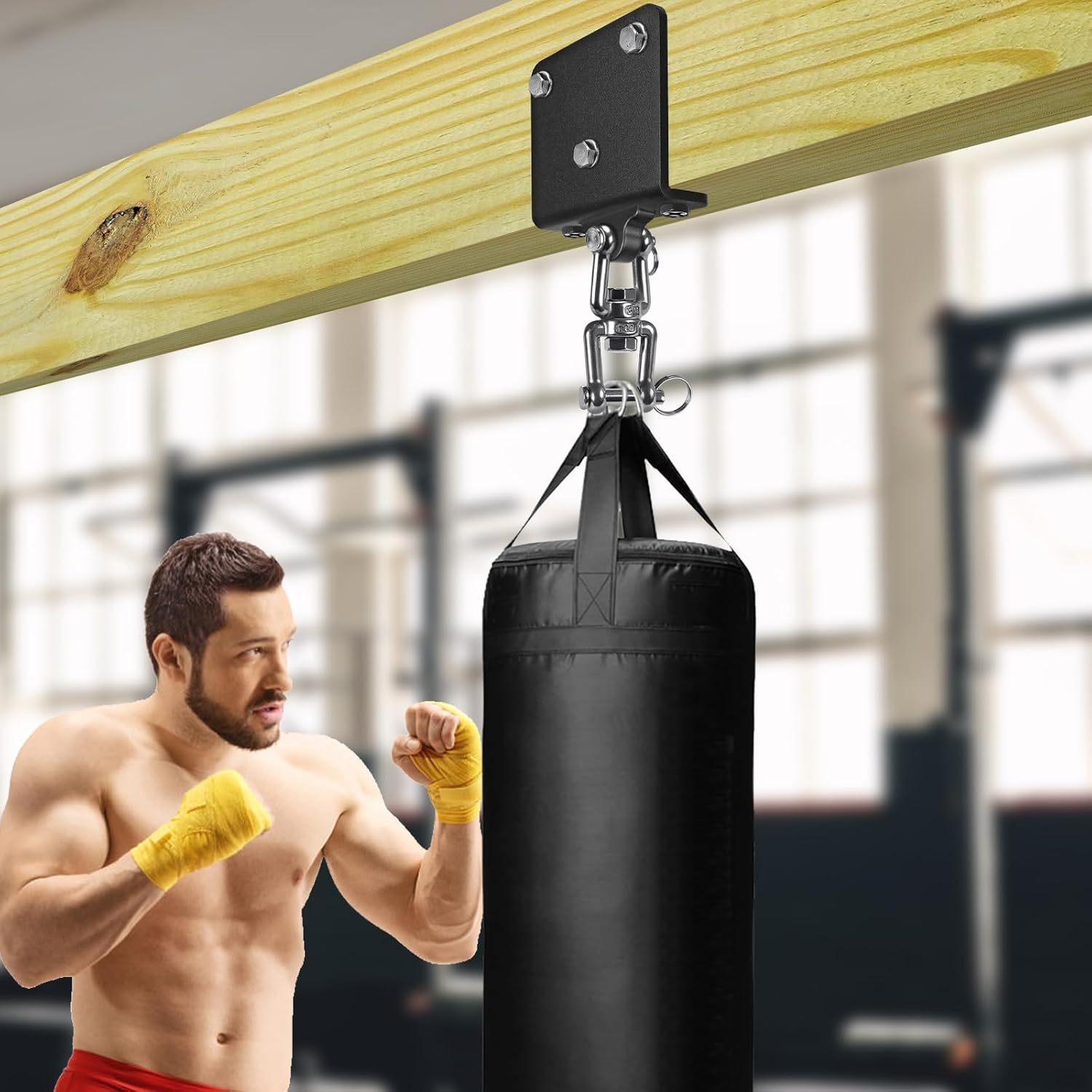 Punching Bag Hanger for Heavy Bag Beam Mount Hardware 360&deg; Rotation Boxing Bag Ceiling Mount I-Beam Heavy Bag Hanger Beam Mount Hooks for Hanging Heavy Punching Bags