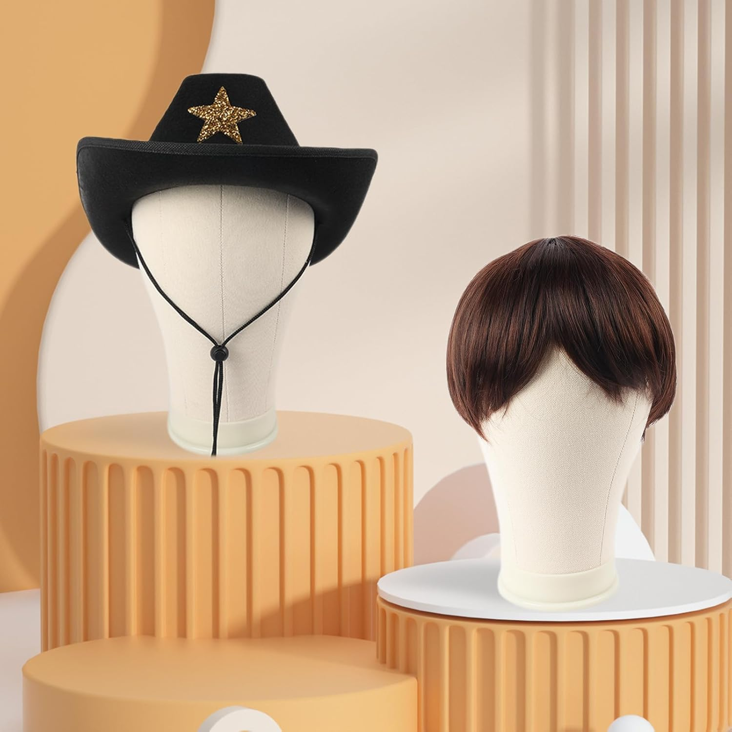 Yuedefly 22 Inch Wig Head, Wig Stand Tripod with Head, Canvas Wig Head, Mannequin Head, Styling Hair Clips, Needles, C Needles, Thread, Lace Wig Caps image number 2