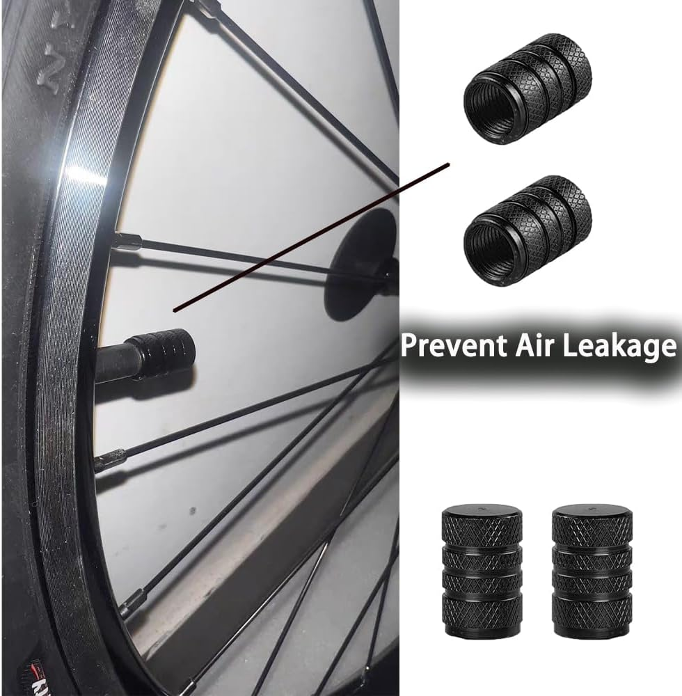 8 Pcs Tire Valve Caps, Anodized Aluminum Valve Stem Caps for Cars, Bikes, Trucks, SUVS, Motorcycles Black image number 2