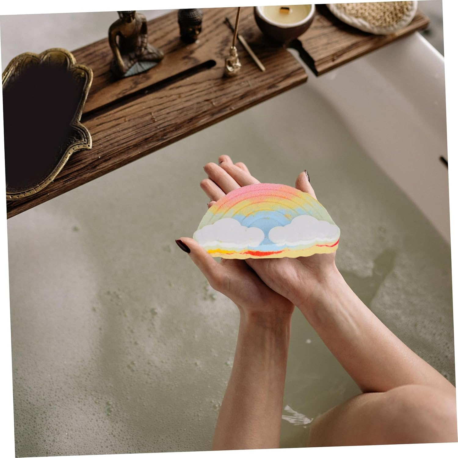 HAPINARY Rainbow Cloud Bath Salts Handmade French Bath Bomb Ball Essential Oils image number 3