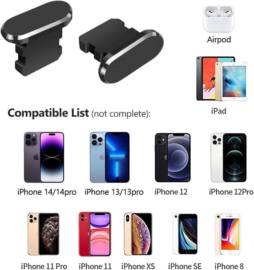 Anti Dust Plug for Iphone, 4 Pack Iphone Dust Plug Cover Charging Port Protector Cap with Cleaning Brush for Iphone 14 Pro Max 13 12 11 Airpods Ipad, All Lightning Port Devices image number 6