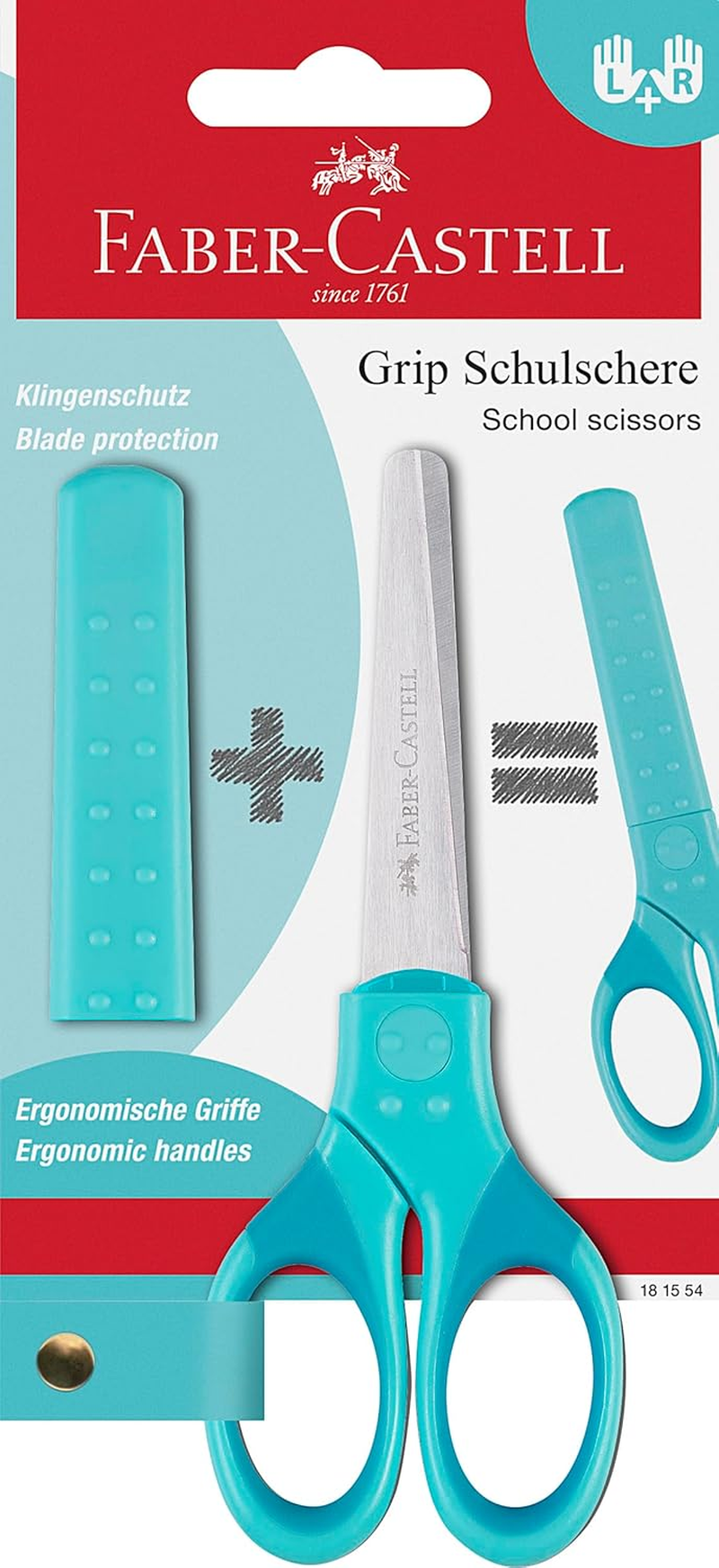 181554 4005401815549 Faber-Castell &ndash; 181554 School Scissors Grip, Turquoise image number 2