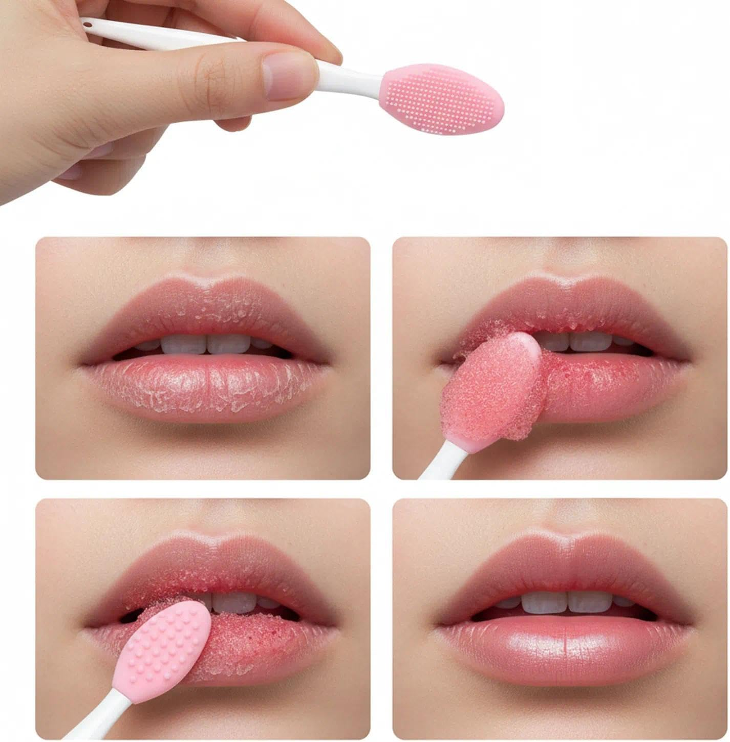 Double-Sided Silicone Lip Scrub Brush, 5 Pcs Lip Brush & Pore Brush for Gentle Exfoliation and All Skin Types &ndash; Pink, Green, Yellow,Blue,And Purple -Fengea image number 5