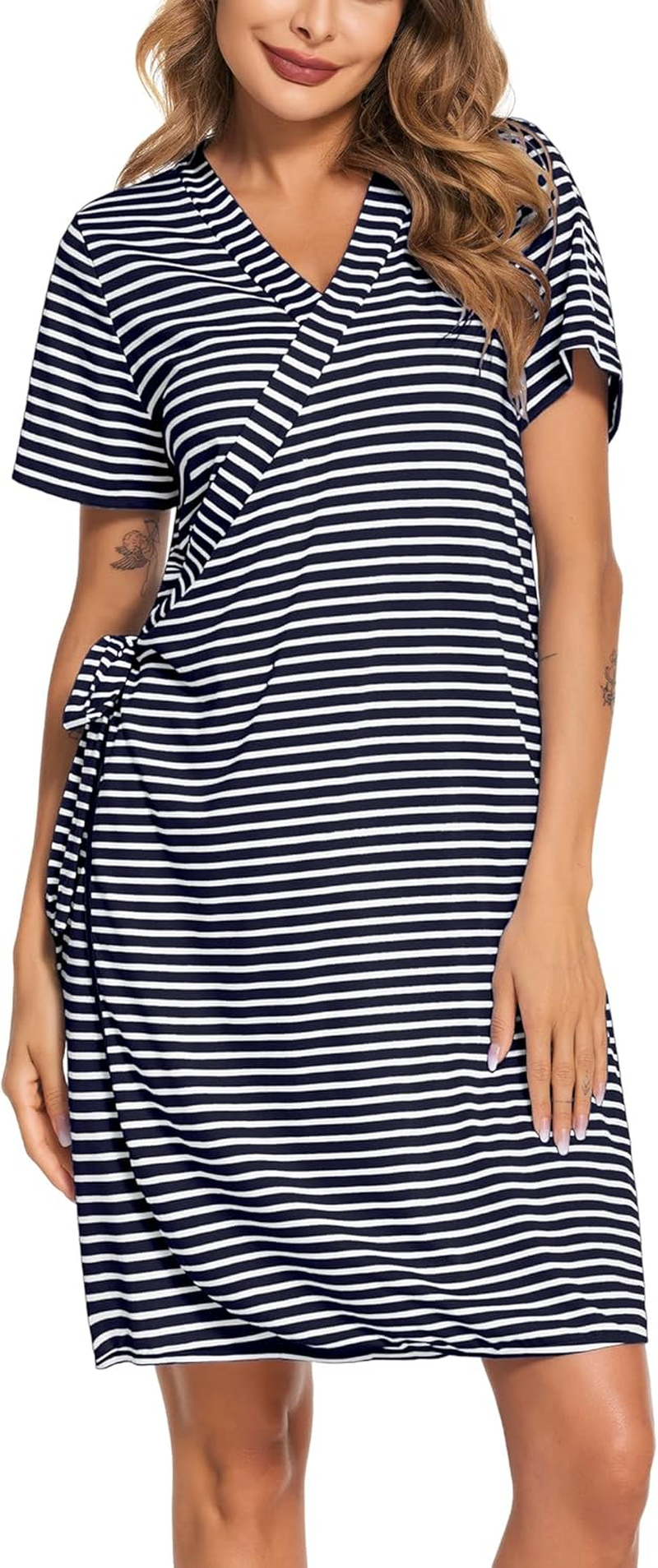 Ekouaer 3 in 1 Labor/Delivery/Hospital Gown Maternity Dress Nursing Nightgown Sleepwear for Breastfeeding S-XXL image number 4