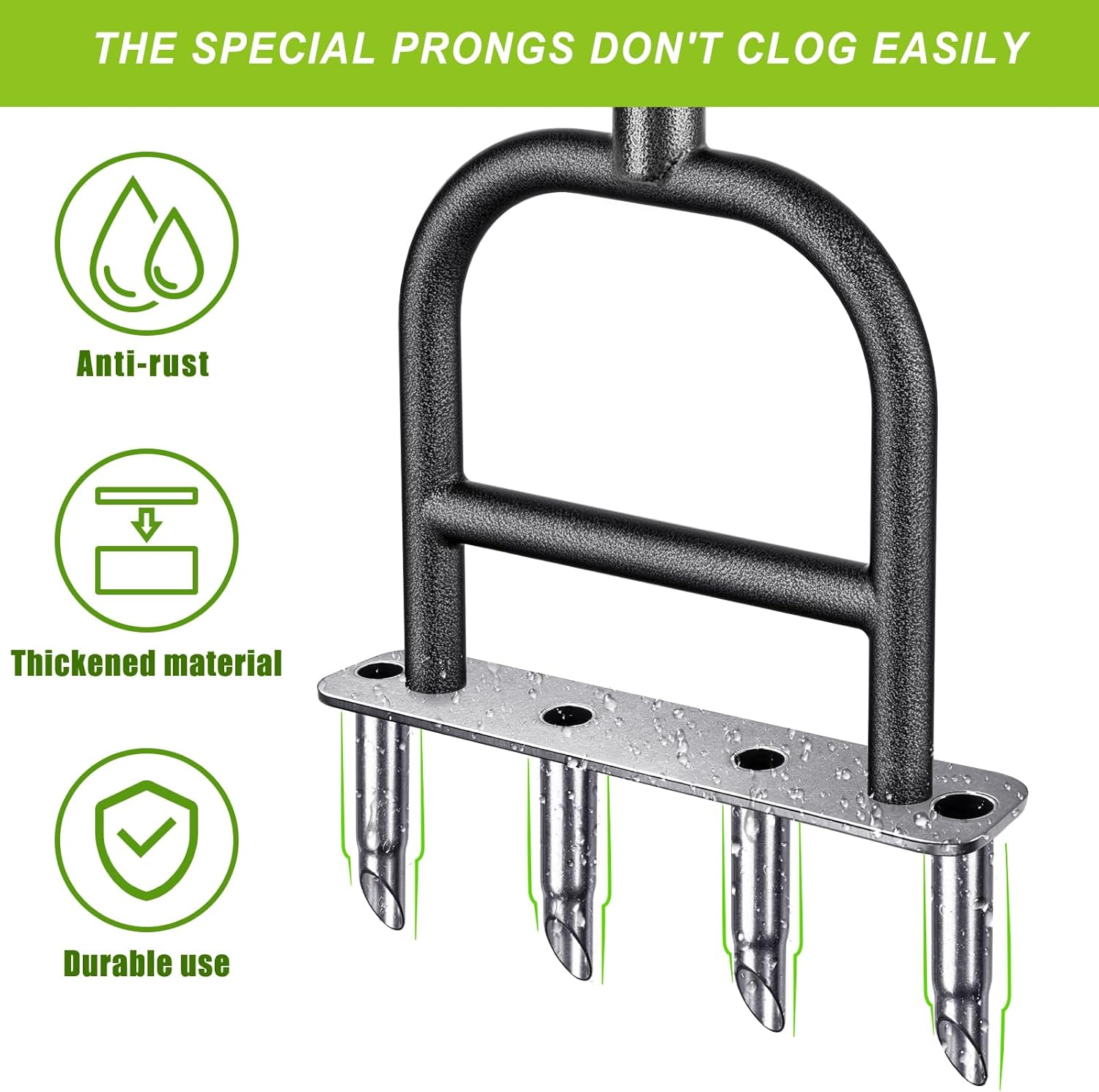 Dolibest Lawn Coring Aerator, Manual Lawn Aerator, 4 Stainless Stee Corer Plug Aerator with Soft Rubber Grip, Pre-Assembled Manual Grass Aerating Tool & Cleaning Hand Tool for Improving Lawn Health image number 6