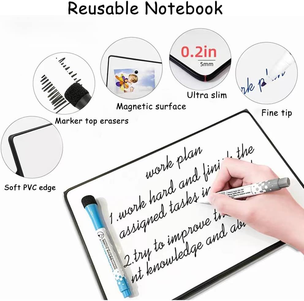 Aionue Desktop Dry Erase Small Whiteboard Portable A4 Blue Leather Whiteboard Desk White Board Mini Dry Erase Whiteboard Drawing Notice Boards for Home/Classroom/Office image number 3