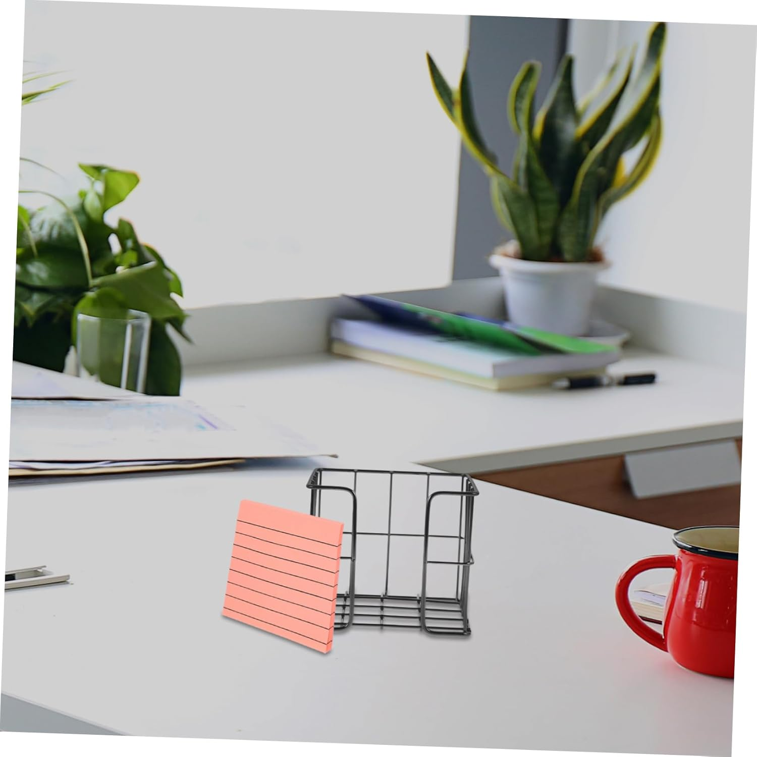 Tofficu Note Box Sticky Tabs Metal Mesh Memo Pad Holder Desk Organizer Tea Bag Holder Office Accessory image number 6