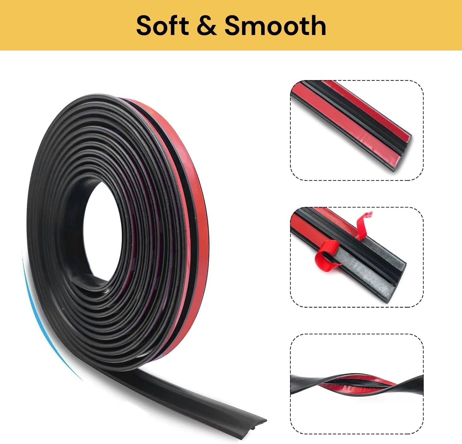 2M Universal Windshield Seal Strip, 14Mm Weather Strip Adhesive Automotive Car Edge Protector, Car Door Rubber Seal Stripping for Car Front Rear Sliding Doors, Trucks (2M) image number 2