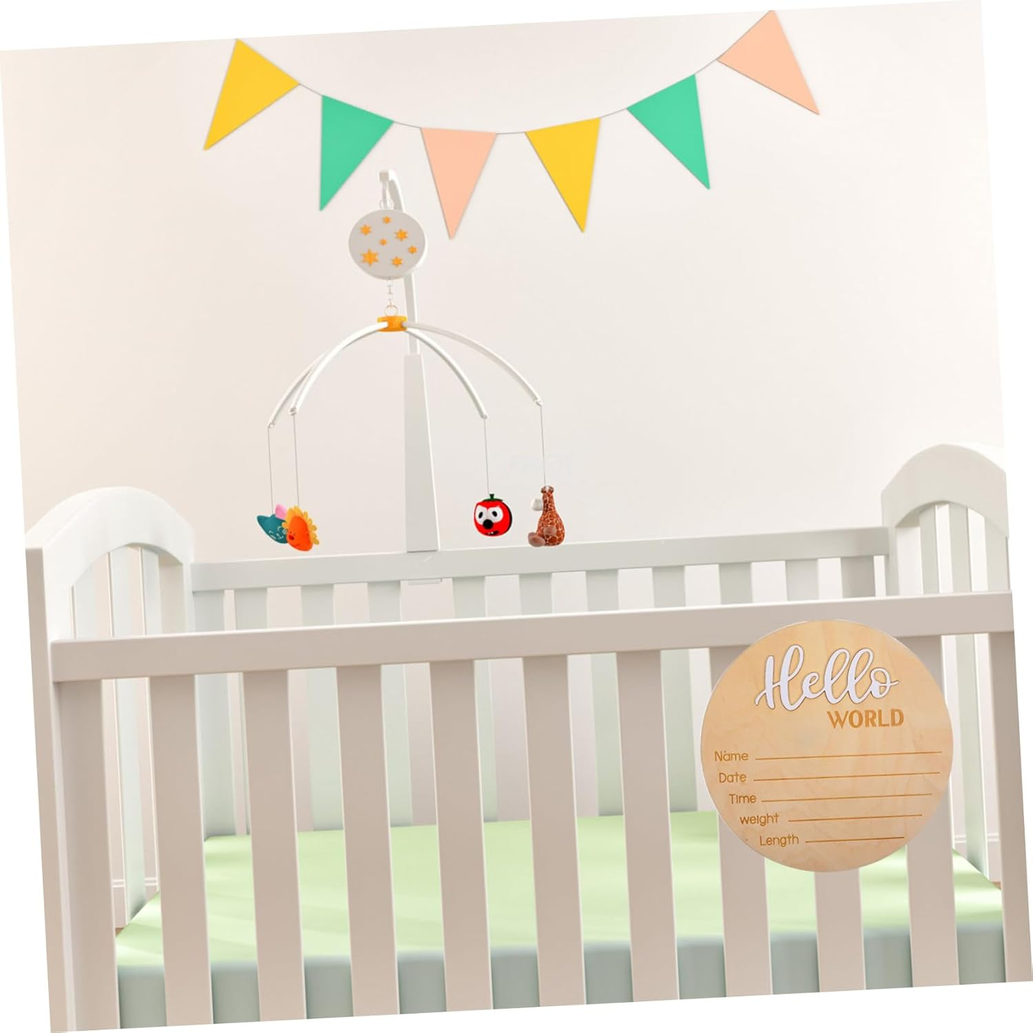 Wooden Birth Announcement Sign Newborn Name Sign Photo Prop for Hospital Girl Cherub Born image number 4