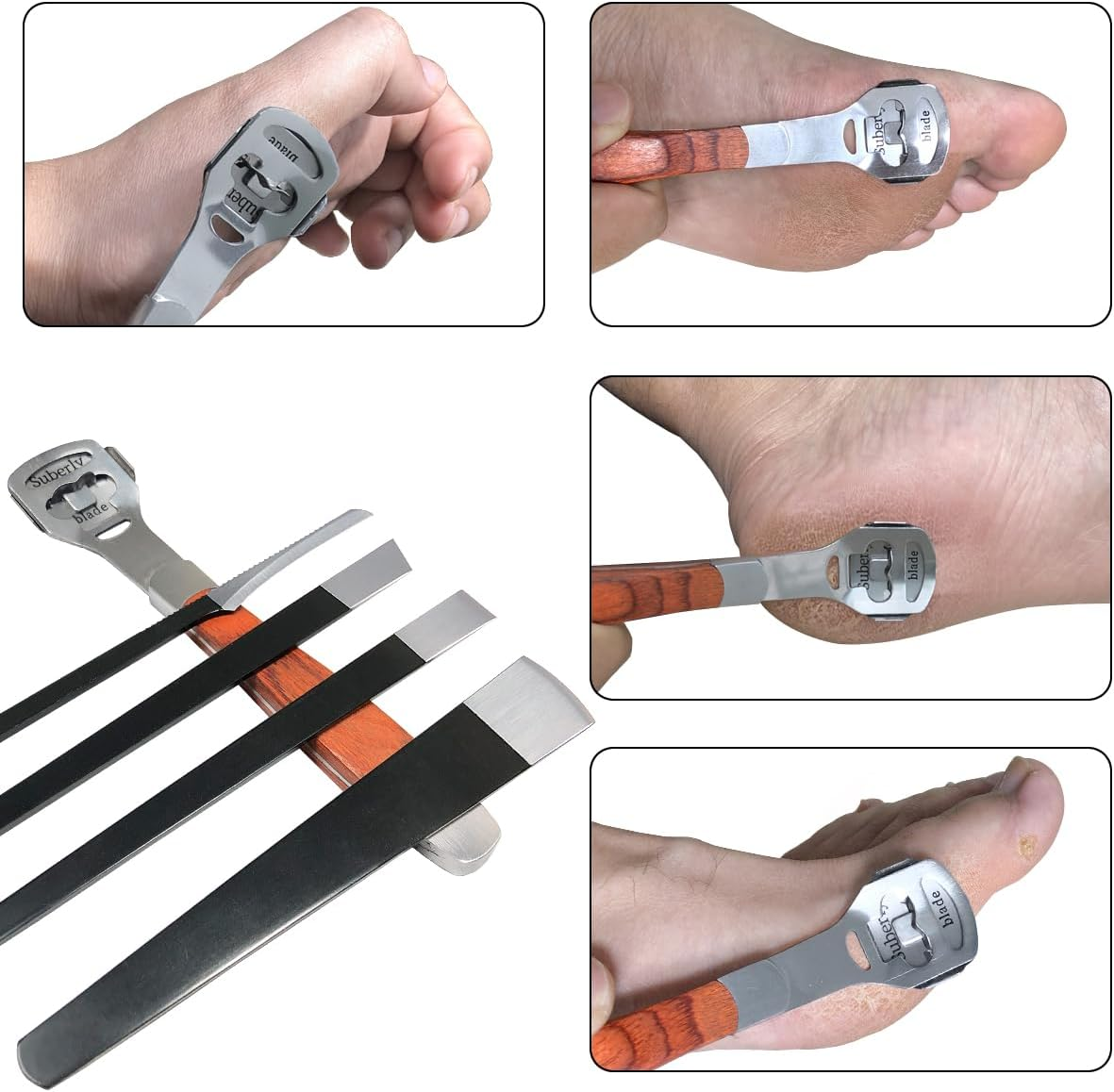 36 Pcs Callus Shaver for Feet Set, (1Stainless Foot File &1 Foot File Heads & 4 Pedicure Knife & 30 Replacement Slices Blades), Professional Callus Remover for Feet Tools for Wet and Dry Feet image number 1