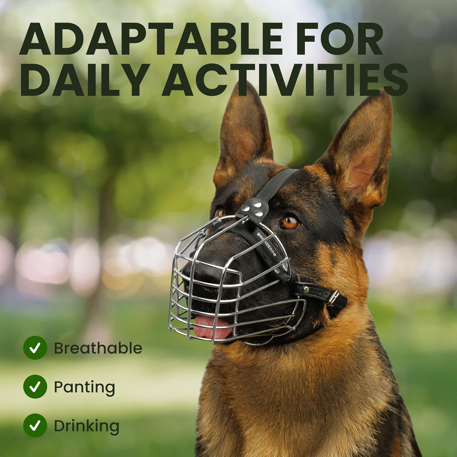 BRONZEDOG Wire Dog Muzzle German Shepherd for Medium Large Dogs Adjustable Durable Metal Basket for Biting Chewing Barking (L) image number 2