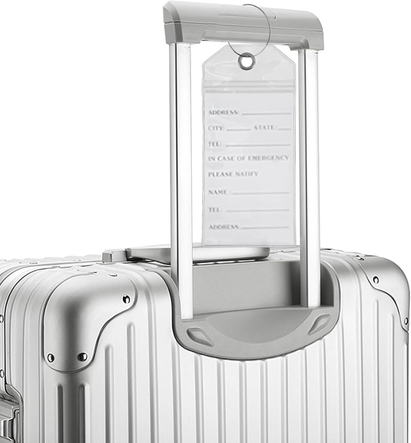 HIAKDOFT 5Pcs Clear Luggage Tag Holder with Steel Ring for Travel Bags Suitcases Sports Gear and Pet Carriers PVC Id Case for Cruises Weddings Easy Attach Detach Organizer image number 1