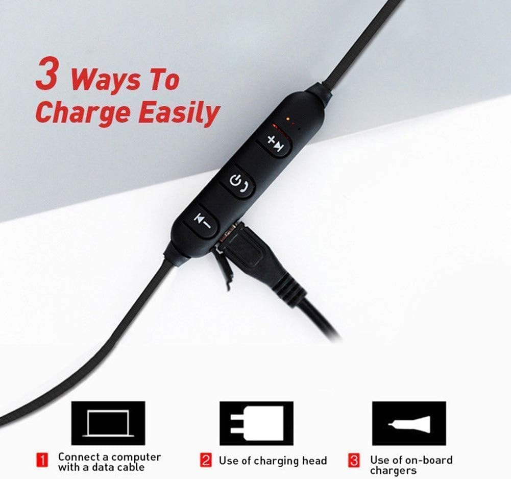 Wwyan 2Pcs Black Earphone Magnetic In-Ear Stereo Headset Earphone Wireless Bluetooth 4.2 Headphone Gift image number 6