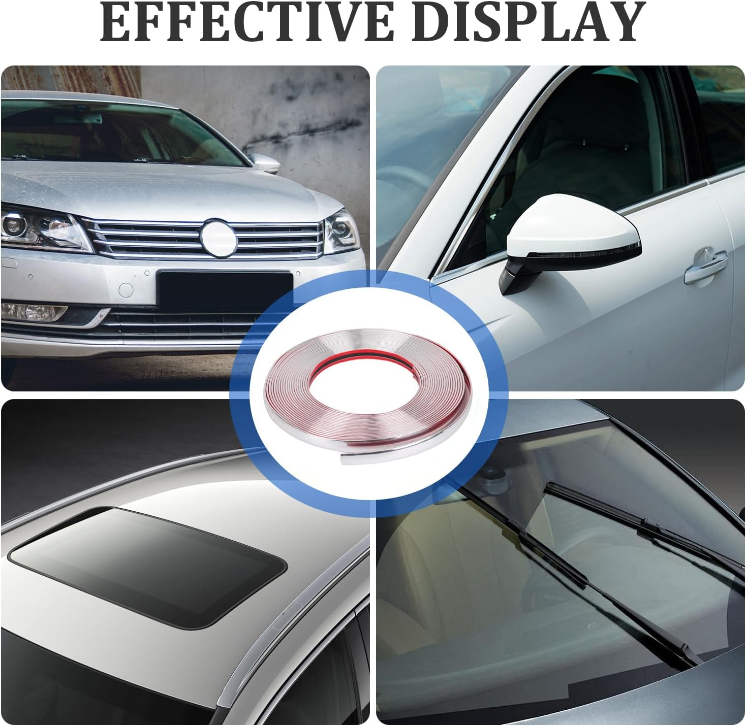 Youzzei Car DIY Chrome Tape, Silver Chrome Trim Car Interior Trim Strips (15Mm X 5M) image number 3