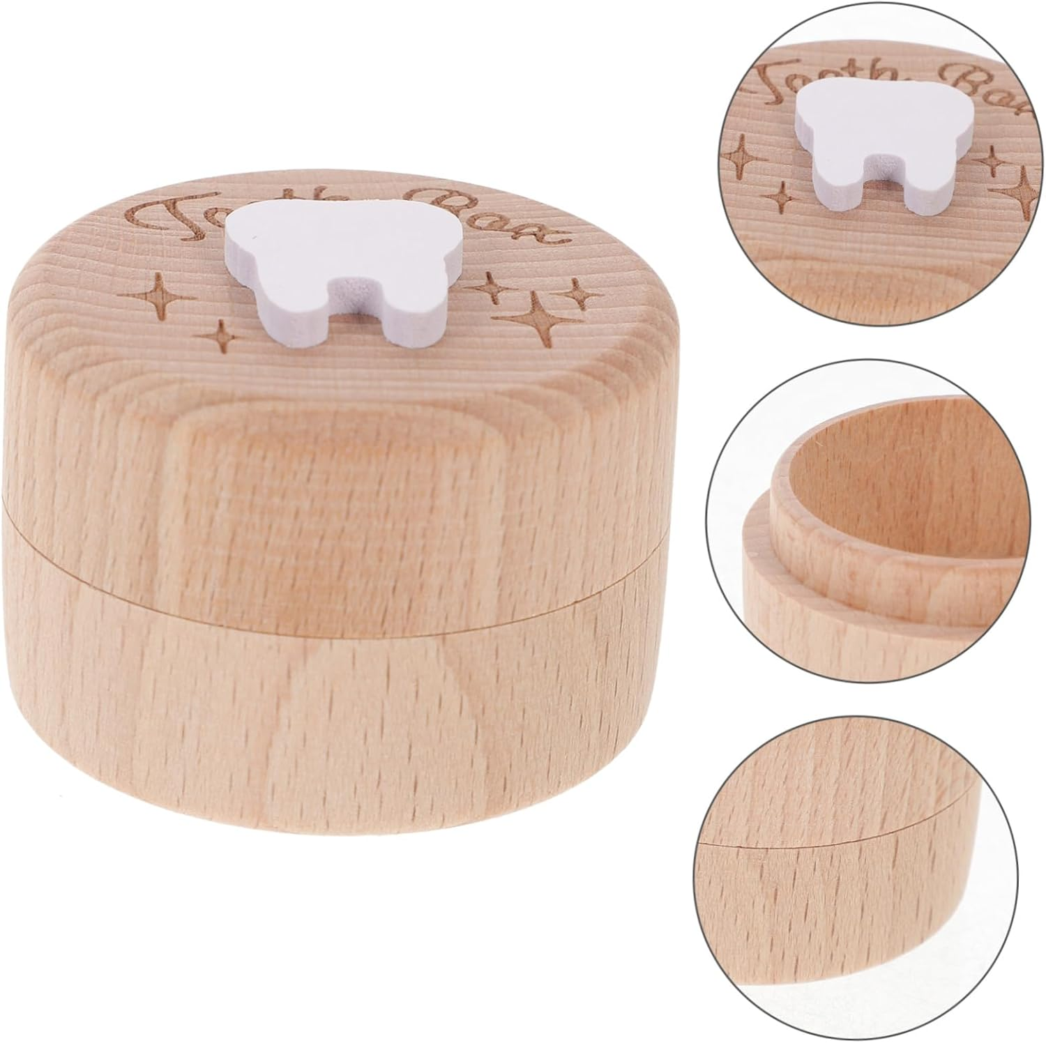 MAGICLULU Deciduous Tooth Box Wooden Boys and Girls Tooth Fairy Box Keepsake Collection Organizer image number 1