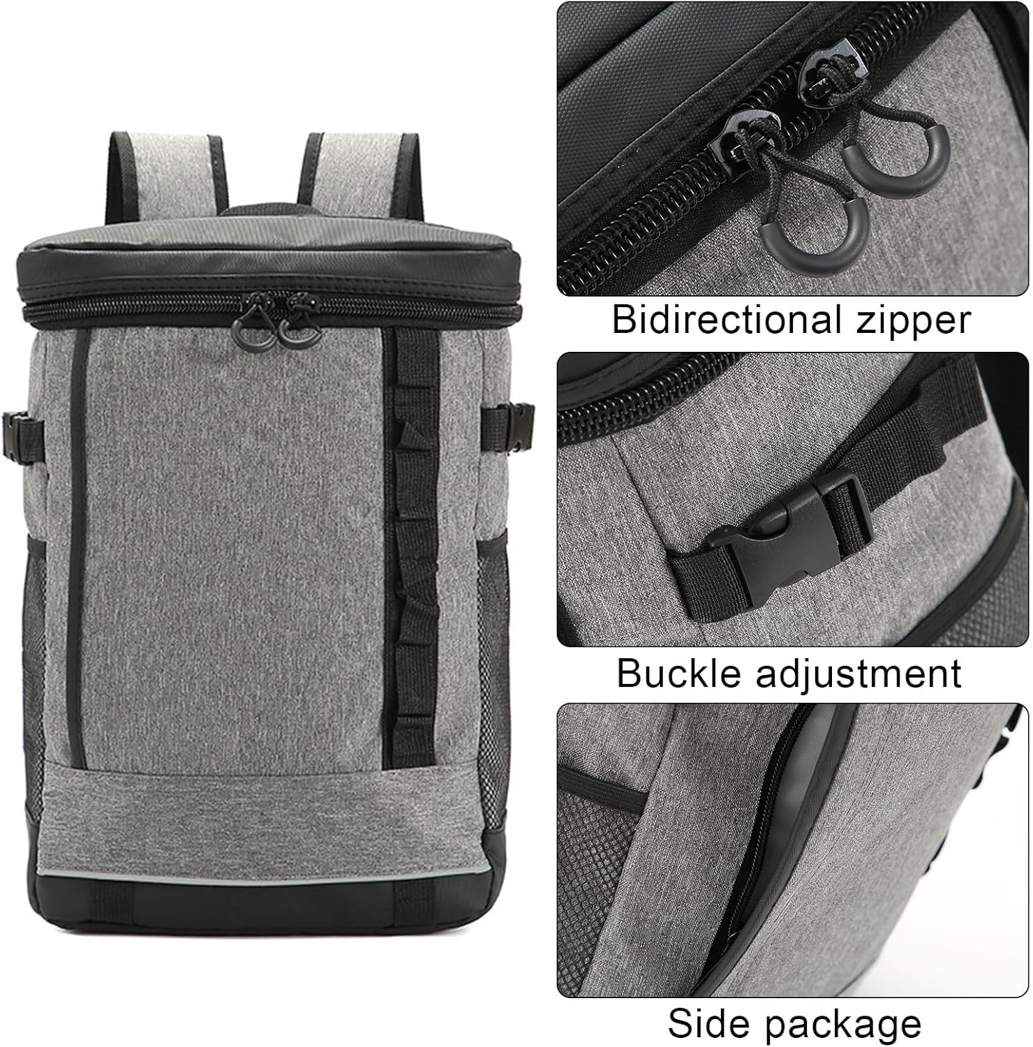 Wesoke Large Camping Cooler Backpack, Leakproof Insulated Lunch Backpack Travel Cooler Bag for Men and Women, Large Capacity Hiking Picnic Beach Work Trip Thermal Bag, Grey image number 5