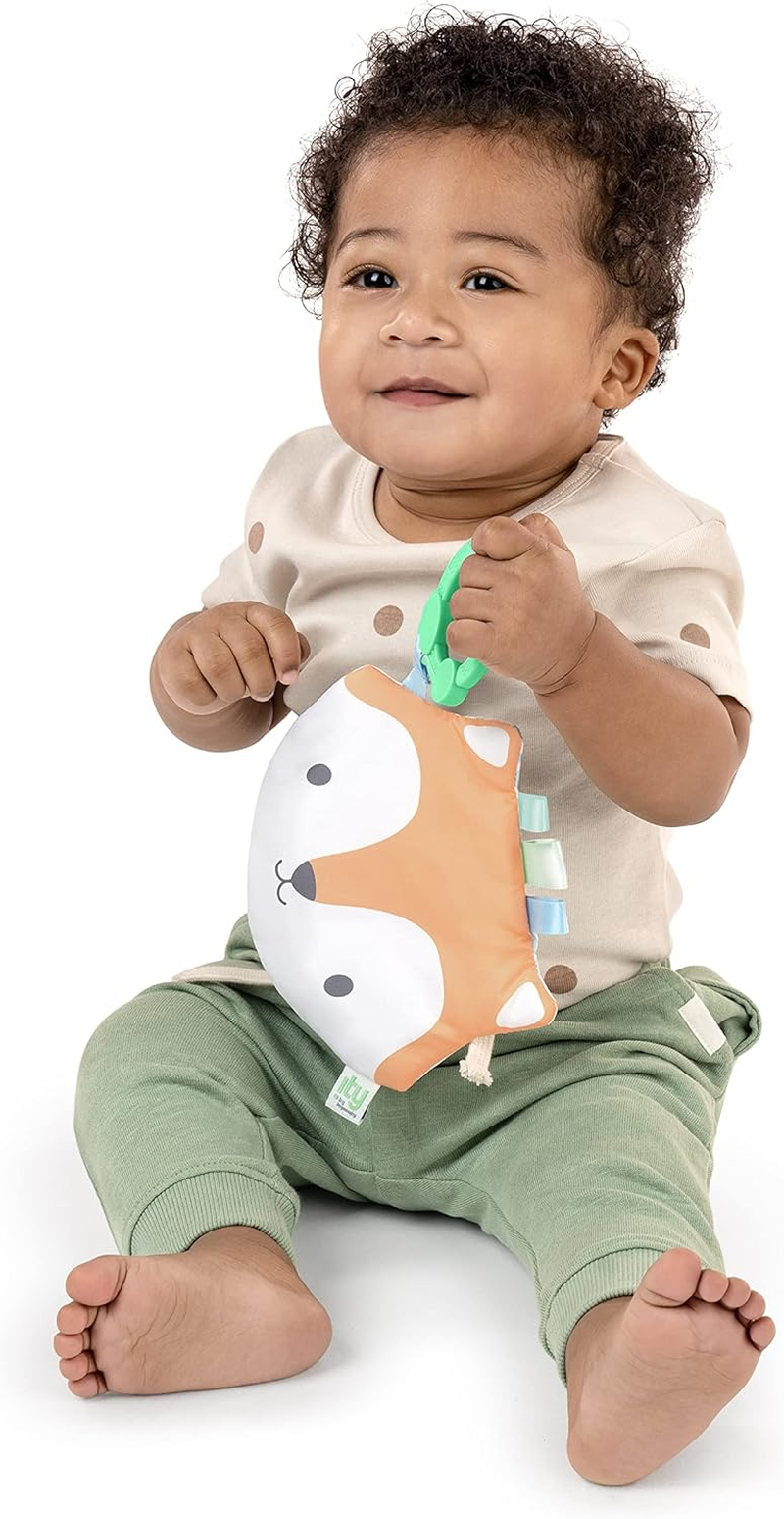 Ingenuity: Ity by Ingenuity Crinklet, Fox Crinkle Toy for Newborn and Up, Satin Ribbon Tags, C-Link Attachment, Unisex - Kitt - Kitt The Fox image number 2