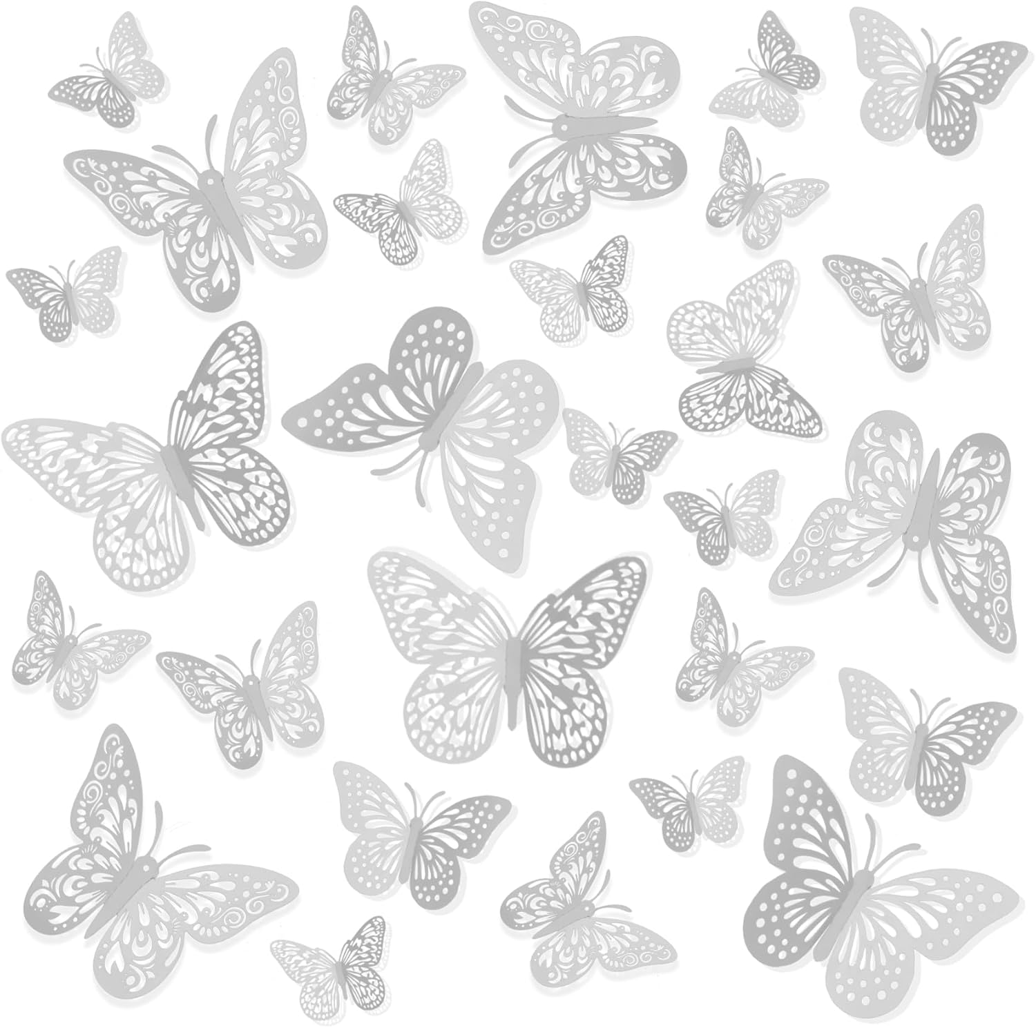 FIMETEUG Purple Butterfly Wall Sticker, 72 PCS, Elegant, Metallic Paper, Indoor Use