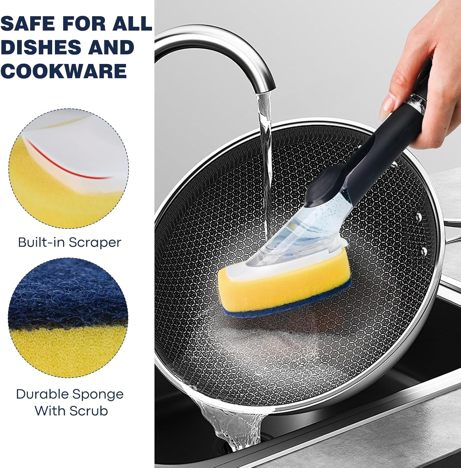 Sponge Brush Refills for OXO Dish Brush, 8 Pack Soap Dispensing Dish Refills, Scrub Replacement Head for Scrubber, Sponge Replacement Head Fits Soap Dispensing Handle image number 6