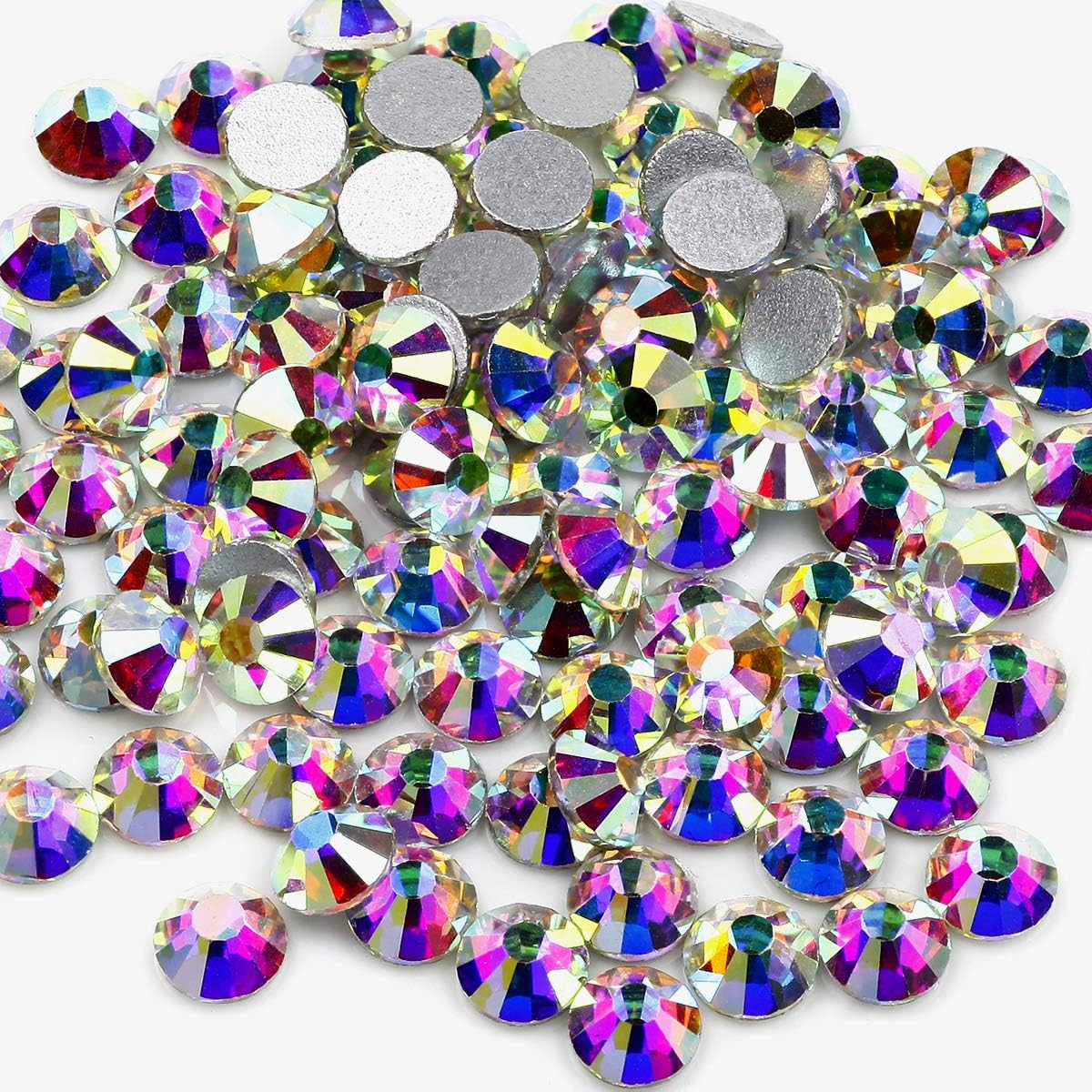 Rhinestones Non Hotfix Ss 20 Crystal AB 1440 Pcs,5Mm Flat Back Glass Diamond Cut Stone,Spark round Glitter Gems for DIY Craft,Shoes,Cup,Bling Project image number 1