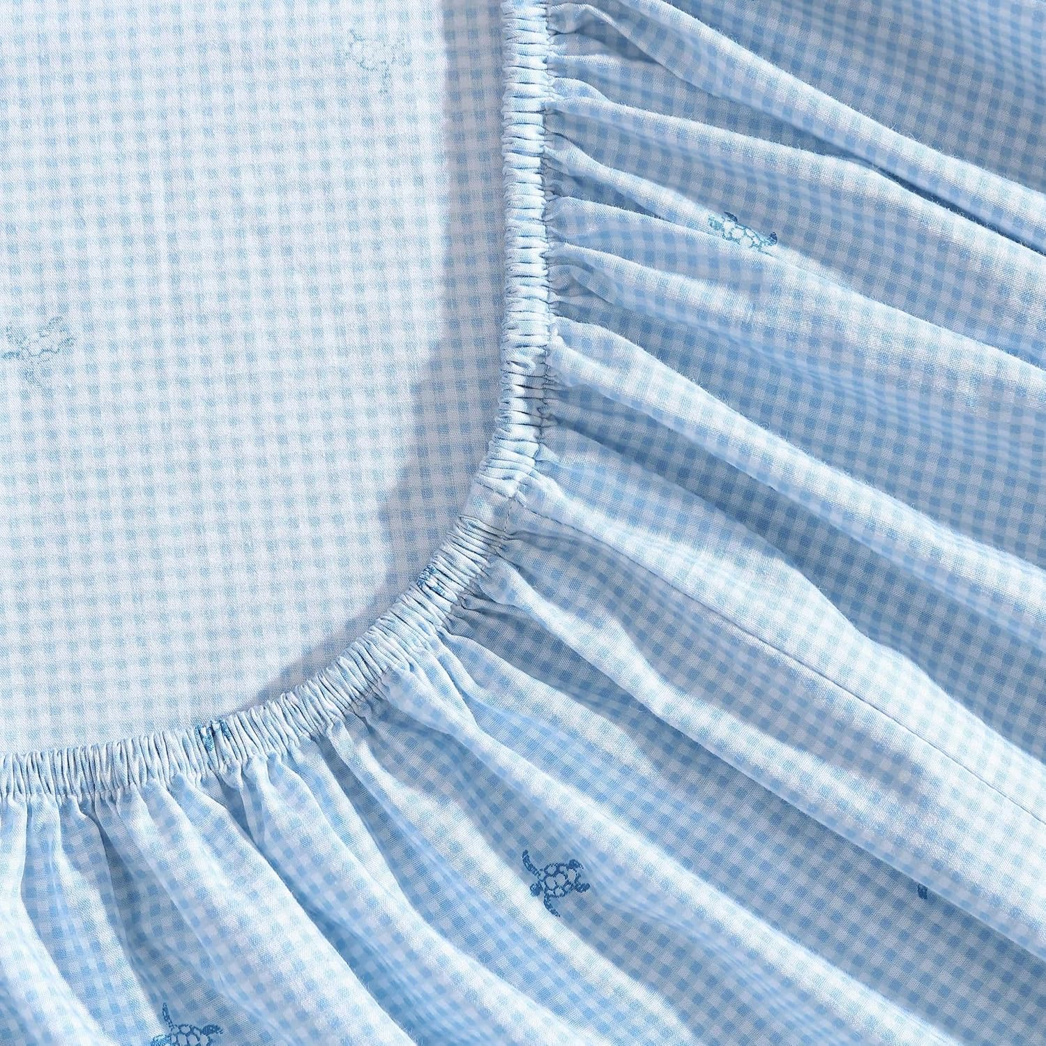 Laura Ashley - King Sheets, Cotton Percale Bedding Set, Lightweight & Breathable Home Decor (Turtle Gingham Blue, King) image number 5