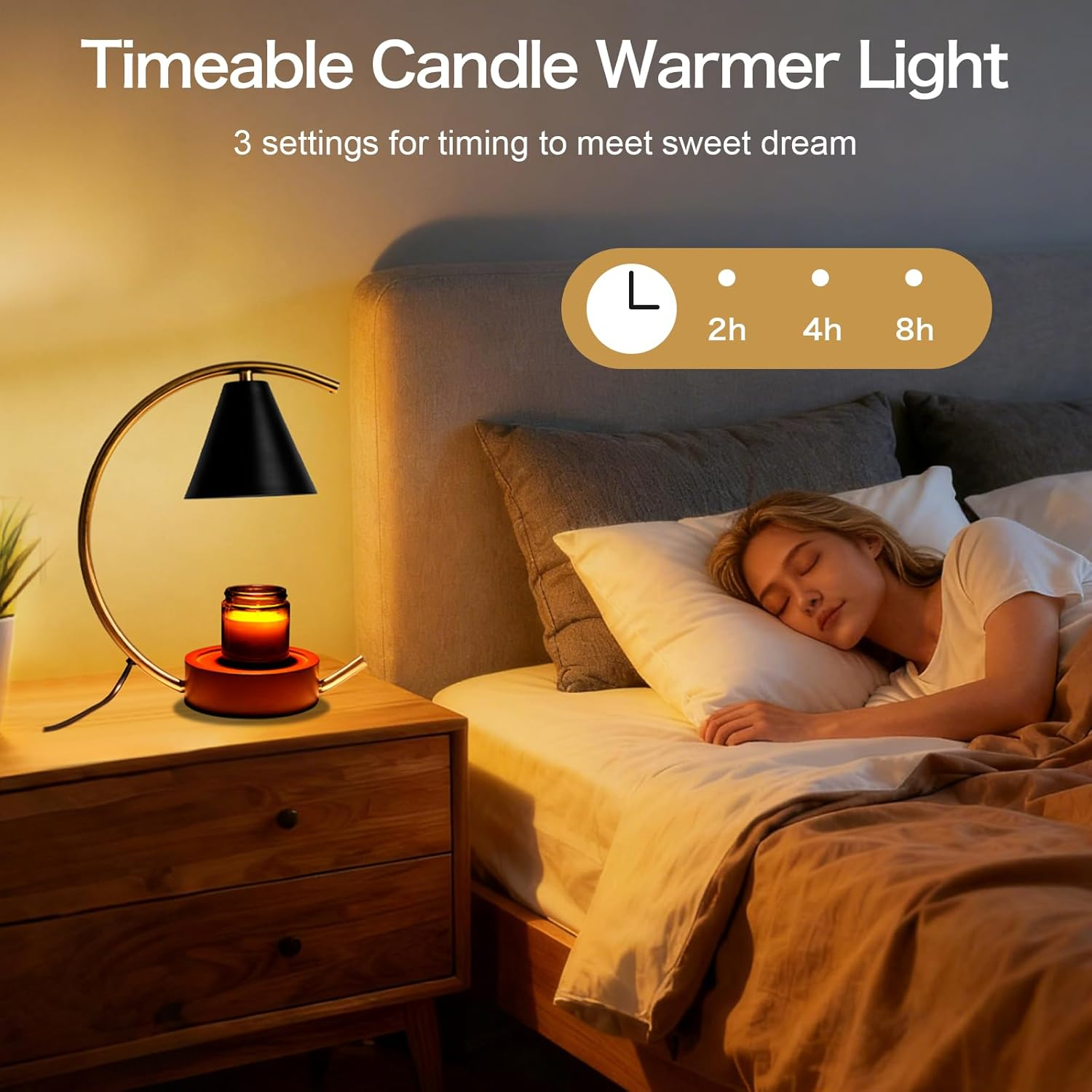 Candle Warmer Lamp AU Plug&ndash; Adjustable Dimmable 35W Light with Timer, Modern Wood Style Lamp, Safe Design for Wax Melts & Jar Candles, Home Decor Night Light for Bedroom Birthday Gift image number 1