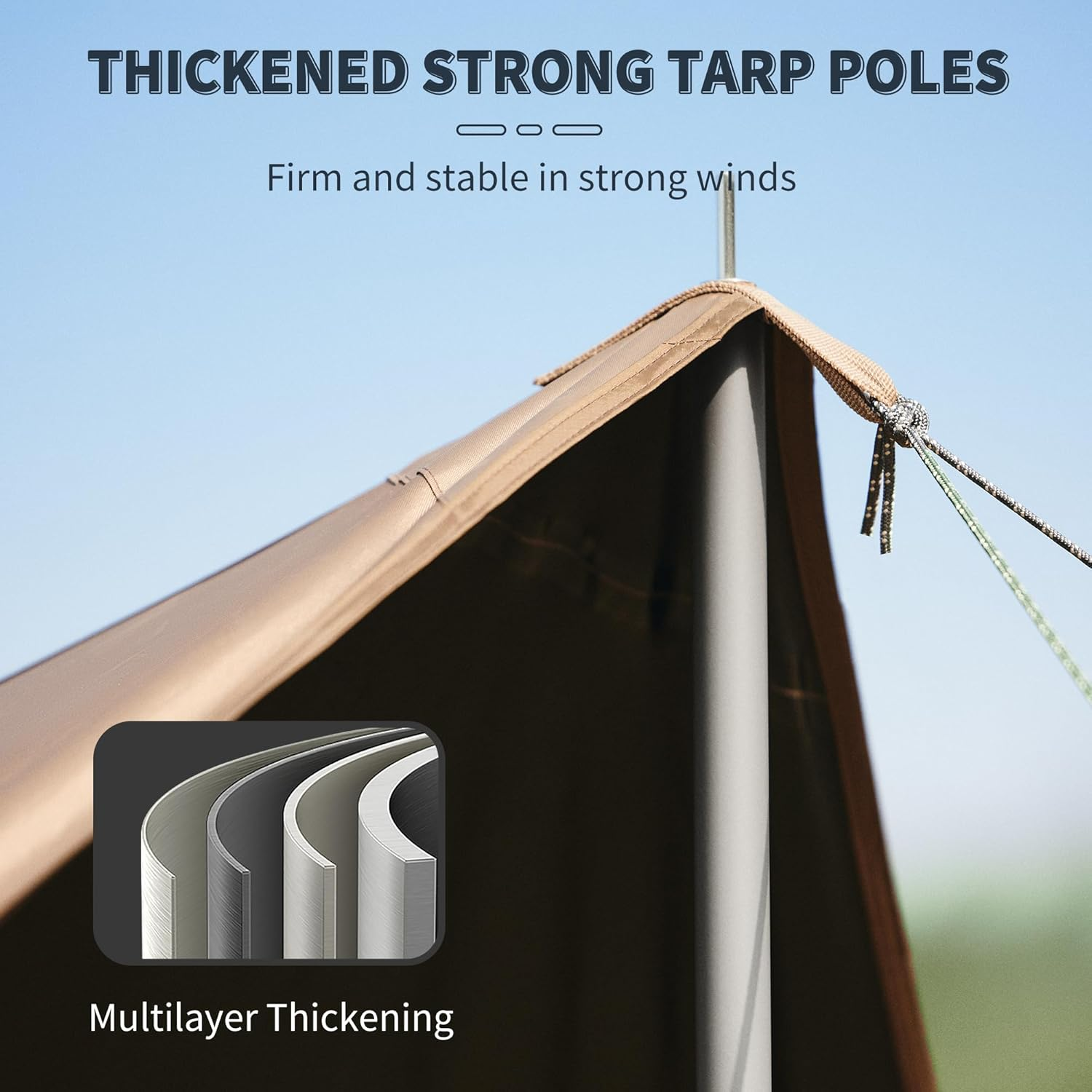 Naturehike Camping Tent Tarp with Poles, Waterproof PU 18000Mm+, Anti-Uv UPF2000+ Camping Sun Shelter Rain Fly, Tent Canopy for Outdoor Party, Picnic (Small) image number 4