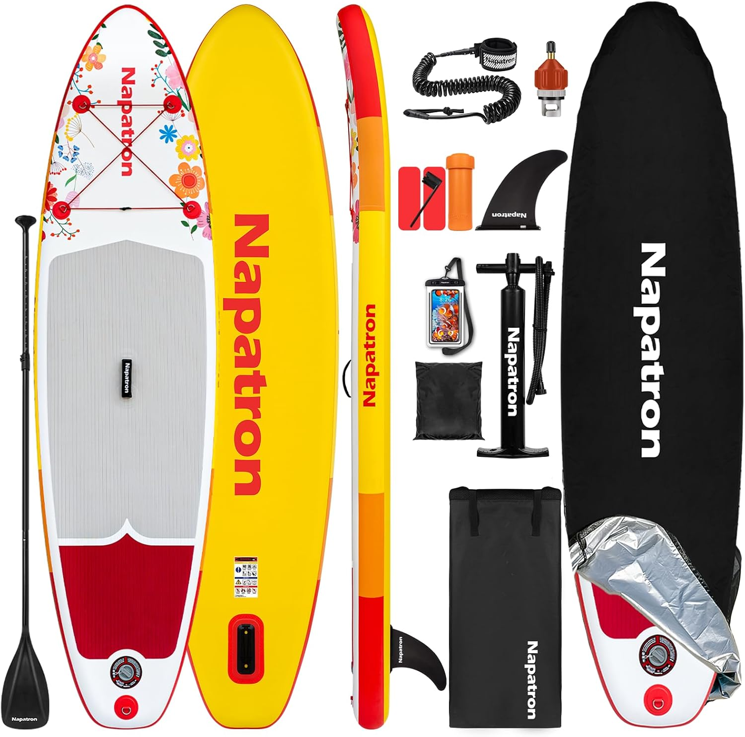 Napatron Family Inflatable SUP Paddleboard,Stable Wide Design,350Lbs Capacity,Complete Paddle Board Package with Fast Action Pump,Leash,Ideal for Beginners/Youth & Allskill Levels image number 3