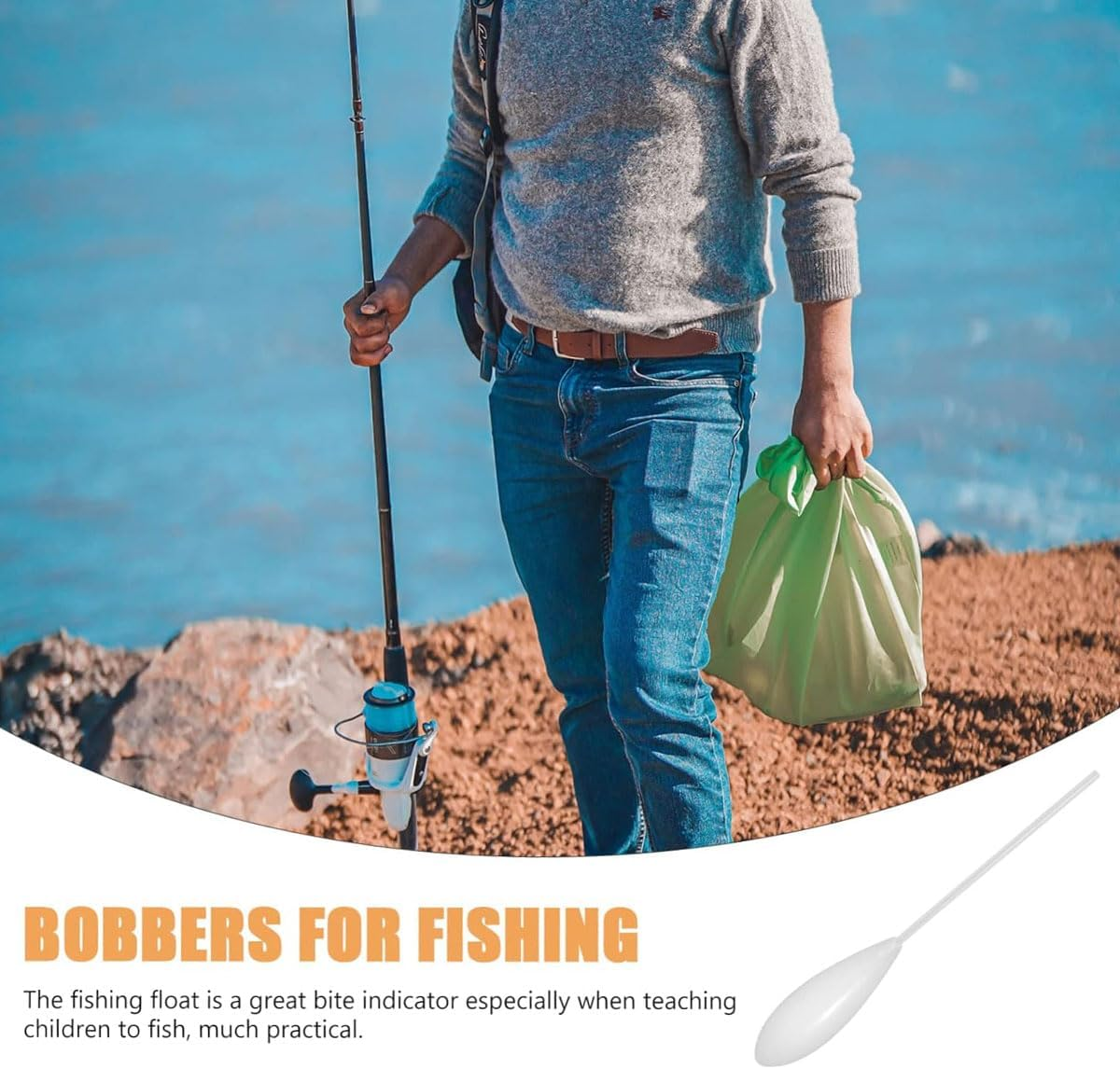 AIMALL Luya Booster Throw Floating Sink Pin for Fishing, 8-Ring Slow Sink Fly Hook Anti-Winding Acrylic Fishing Tackle, 22Cm Total Length, 50G