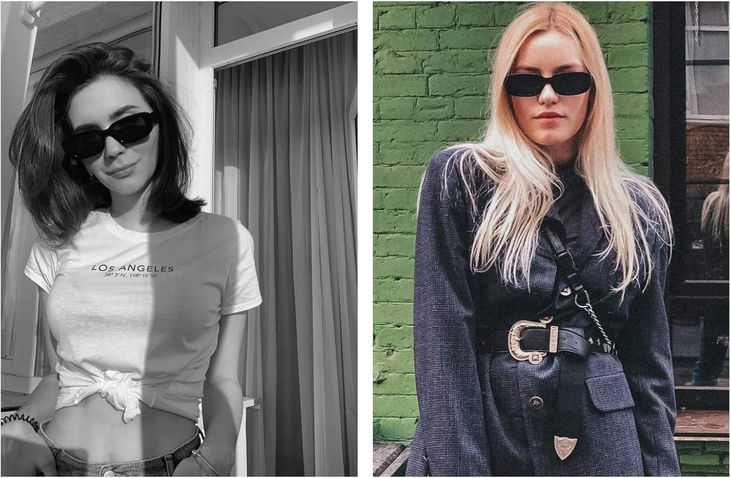 Long Keeper Rectangle Sunglasses for Women Retro 90&rsquo;S Vintage Sunglasses Fashion Narrow Square Frame Driving Sun Glasses UV400 Protection image number 2