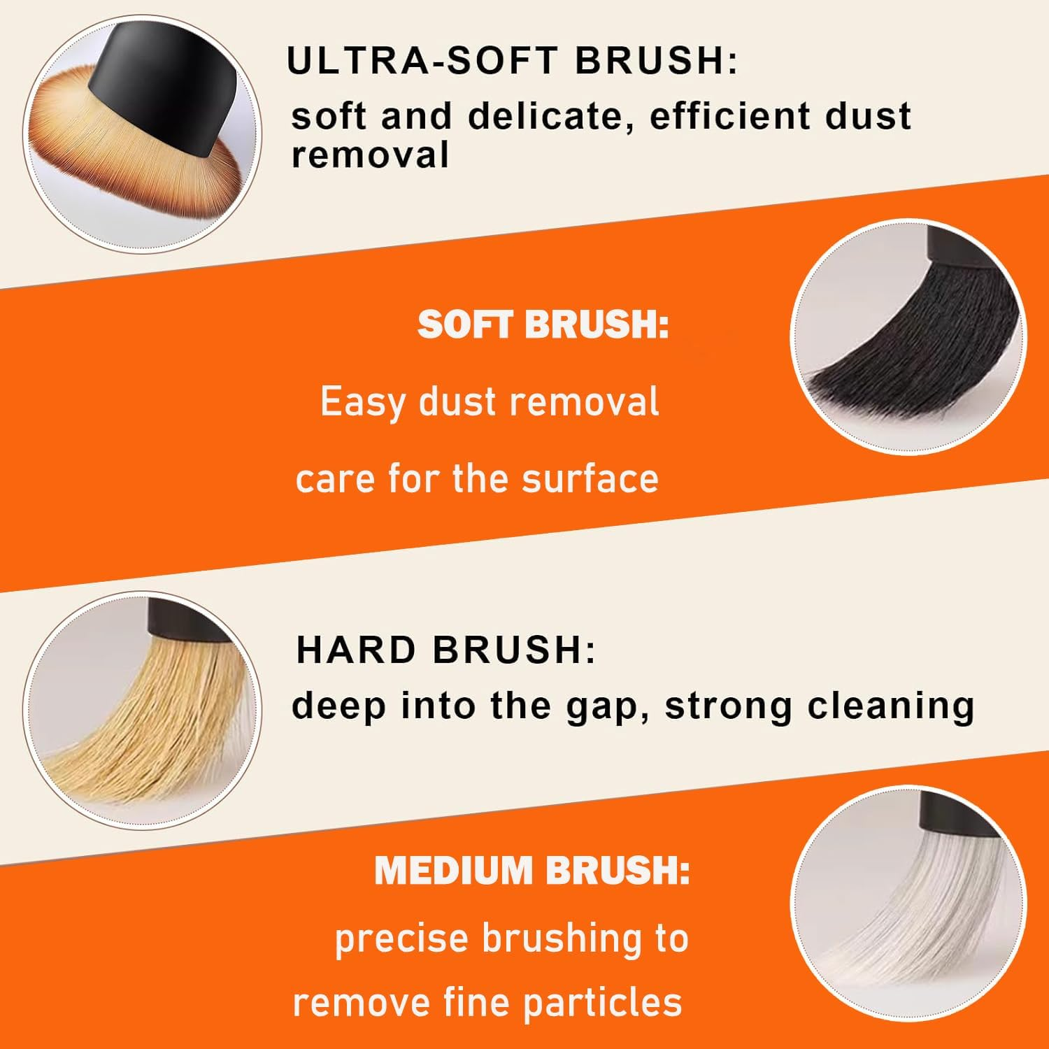 SILHOL Car Brush 4 Pieces, Car Interior Clean Brush Tools, Auto Interior Dust Brush, Car Detailing Soft Bristles Brush for Automotive Dashboard, Air Conditioner Vents, Scratch Free image number 6