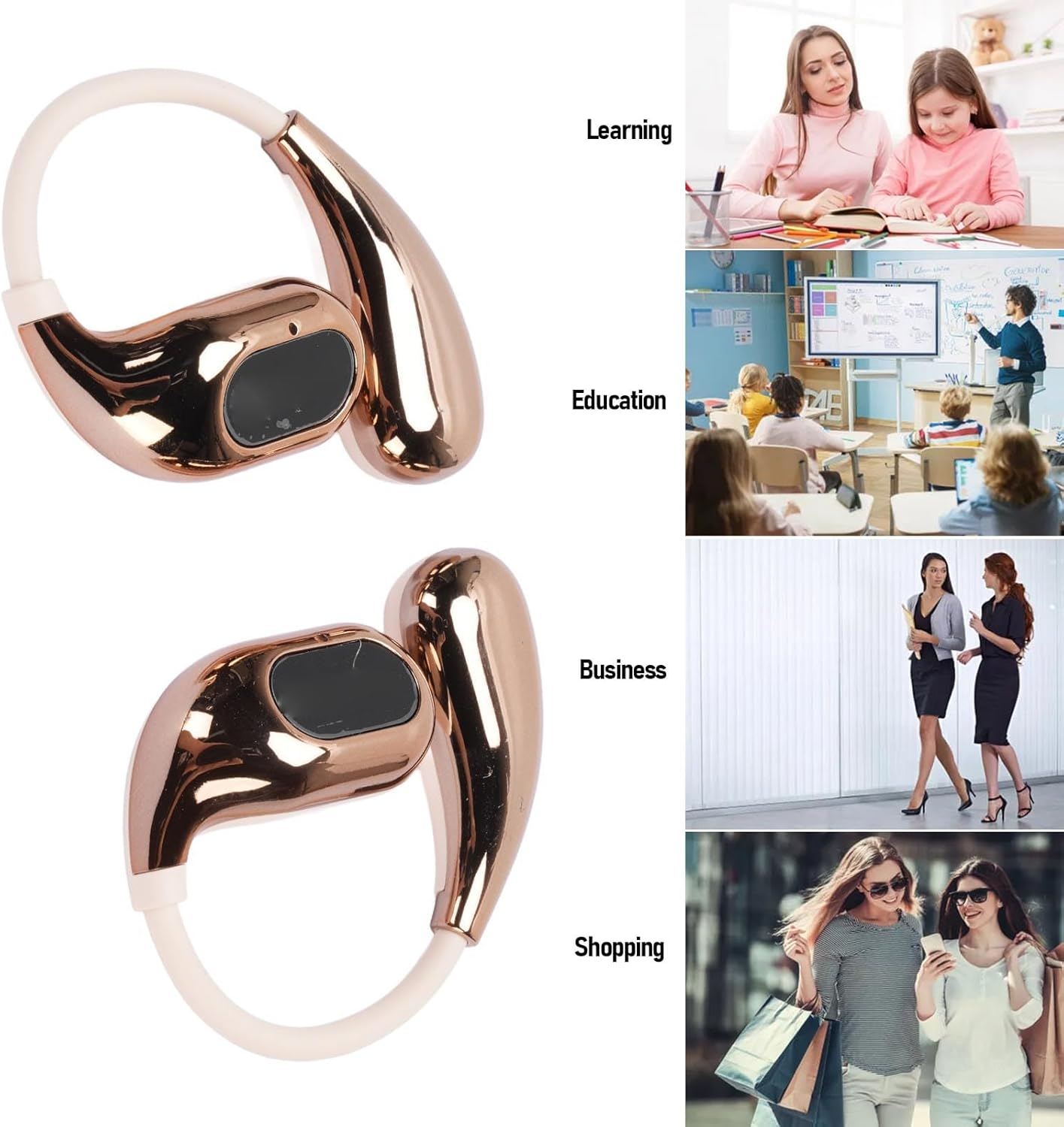 Asixxsix AI Translation Earbuds Real Time, 140 Language Bluetooth 5.4 Translator Earbud, Ear Hook Simultaneous Interpretation Translation Headphones for Travel Business image number 4