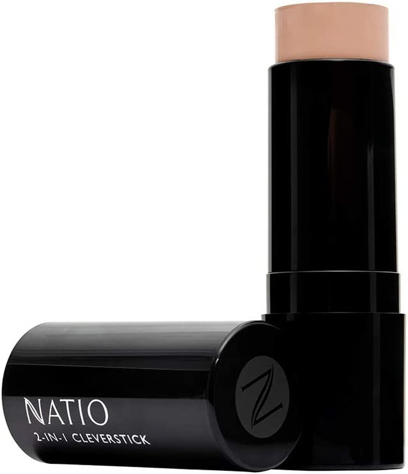 Natio Australia Cleverstick 2-In-1 - Natural 15G - Full Coverage Cream Stick Foundation - Natural Finish, Formulated with Coconut Oil & Kaolin Clay, Cruelty Free