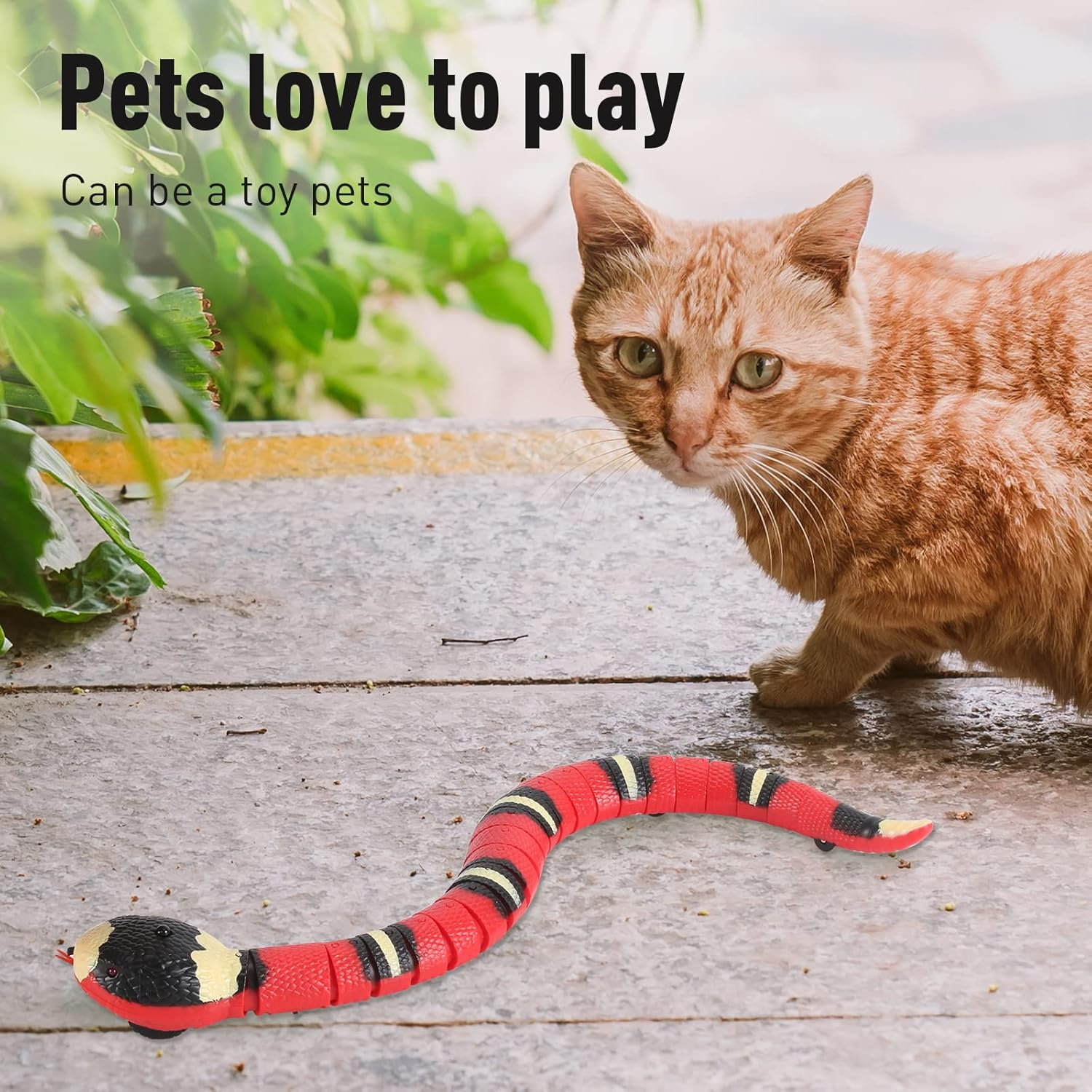 Interactive Cat Toy - Realistic Smart Sensing Snake, USB Rechargeable, Automatic Obstacle Detection and Escape, Electric Tricky Toy for Indoor Cats and Dogs (Pink) image number 5