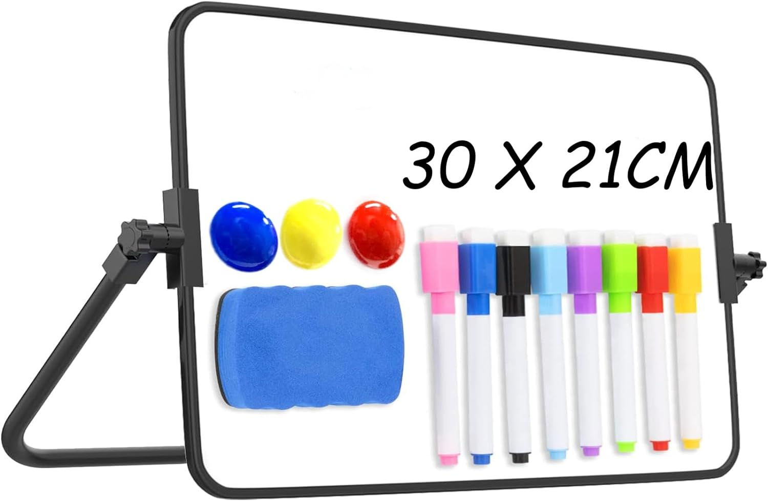 Dry Erase Whiteboard A3, Small Double Sided Magnetic Whiteboard, 42X30Cm Dry Erase Mini Whiteboard with Black Border, 8 Water Based Pens and 1 Board Eraser for Schools, Homes, Offices, Classrooms, image number 5