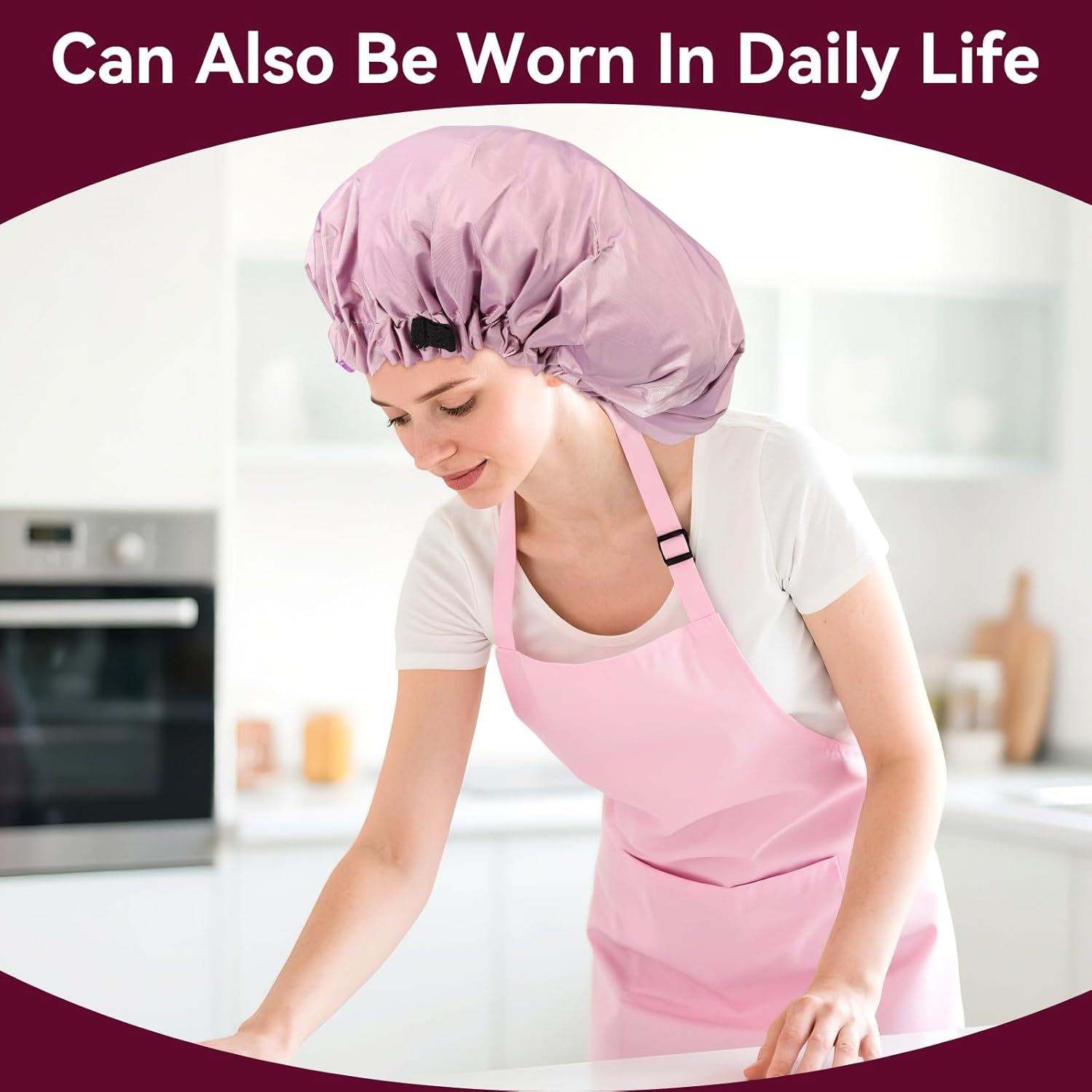 Extra Large Shower Cap,Adjustable Bath Cap,Jumbo Braids Shower Cap,Shower Caps for Women Reusable Waterproof (Purple)