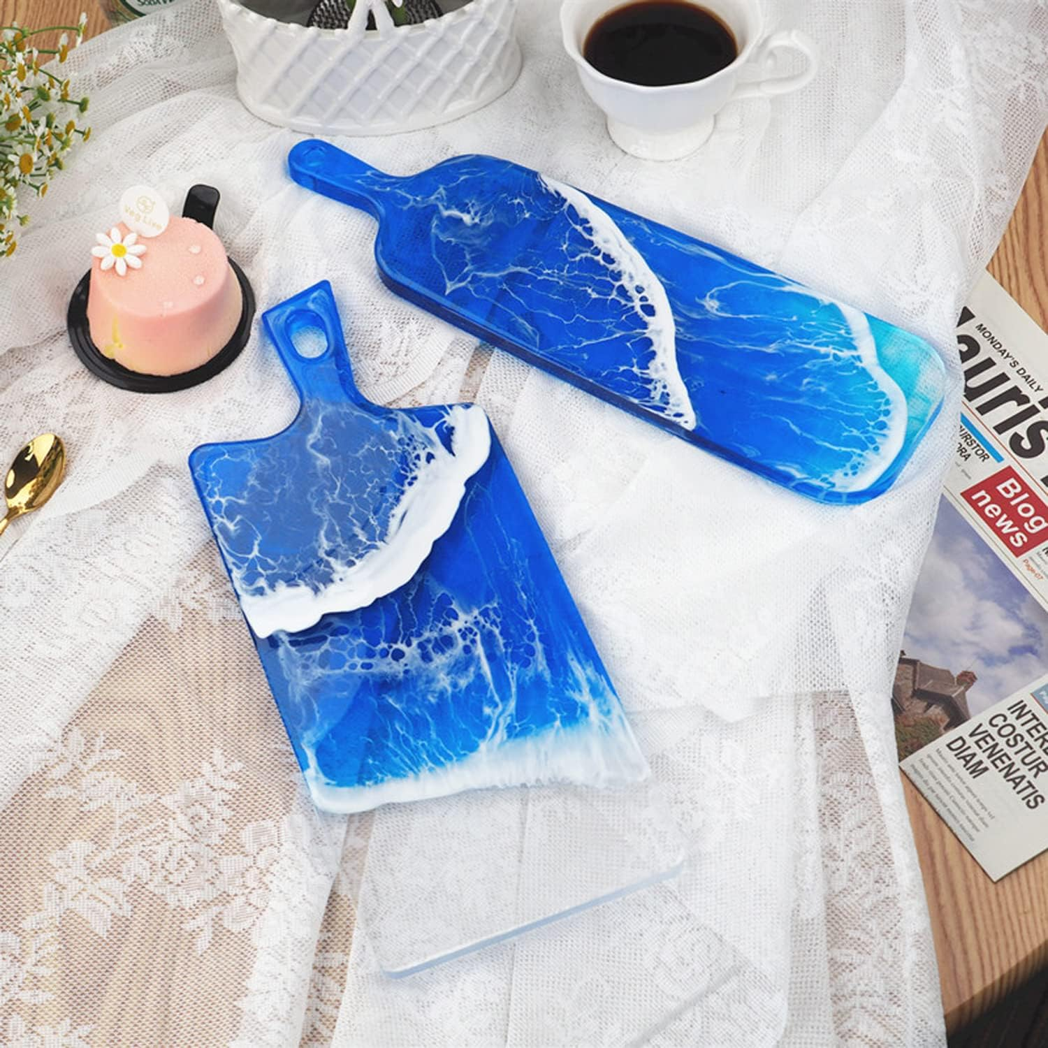 Silicone Resin Casting Mold Epoxy Fruit Tray Plate with Handle Mould Food Serving Board Mould Craft Tool DIY (Wide) image number 4