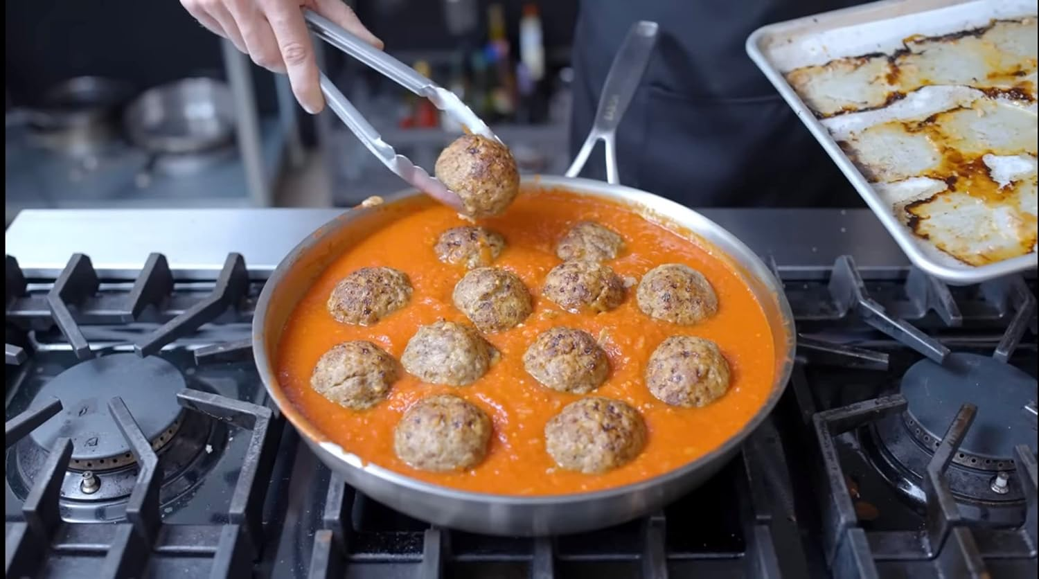 Babish 12 Inch Stainless Steel Triply Professional Grade Fry Pan W/Stainless Lid image number 5