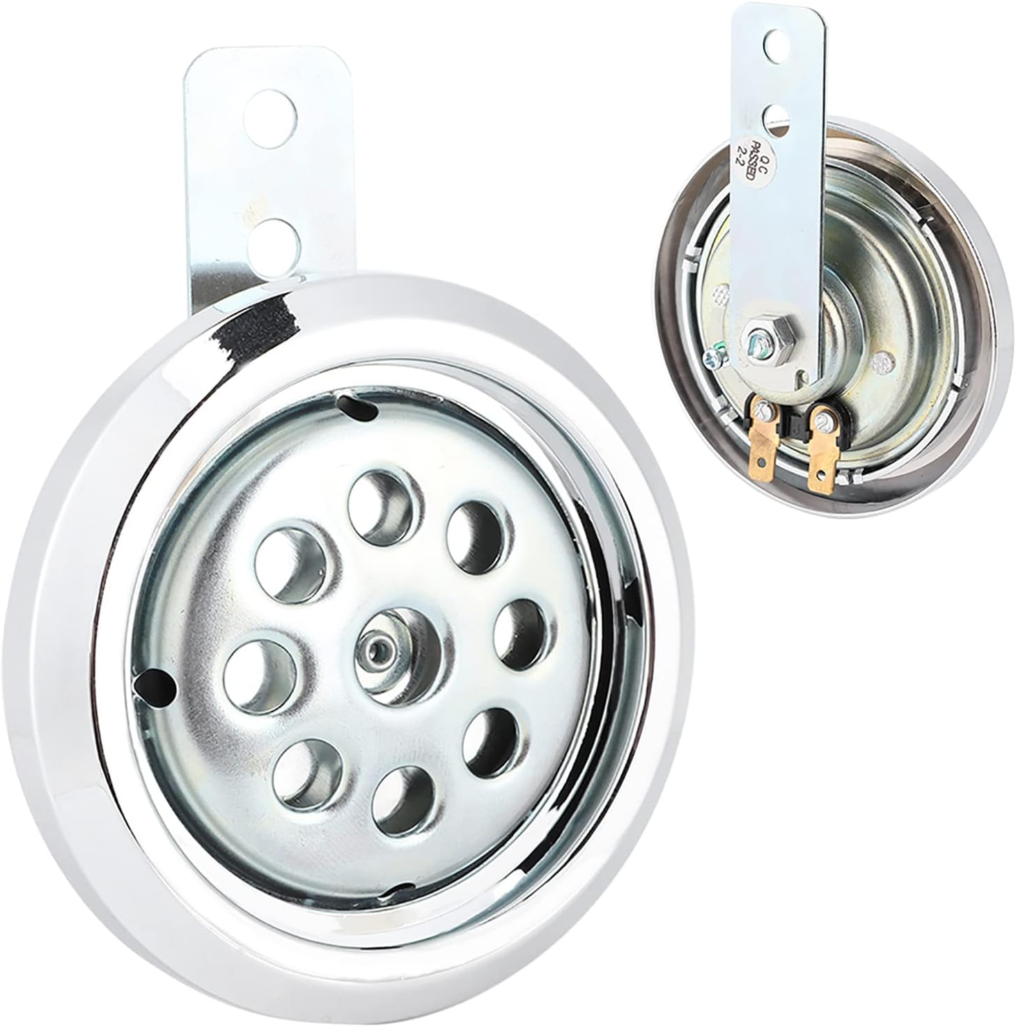 Universial Motorcycle Horn, Motorcycle Waterproof Horns Loud Kit Waterproof round Super Loud Horn Speakers 105Db Loud 12V 85Mm with Chrome Cover Accessories image number 6