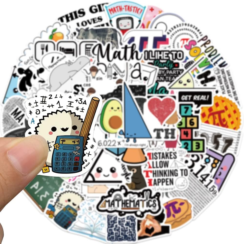 50 Packs Math Stickers Water Bottles Laptop Phone Computer Guitar Skateboard Hydroflasks Science Vinyl Sticker Waterproof Aesthetic Trendy Decals for Kids Teens Girls Adults image number 4