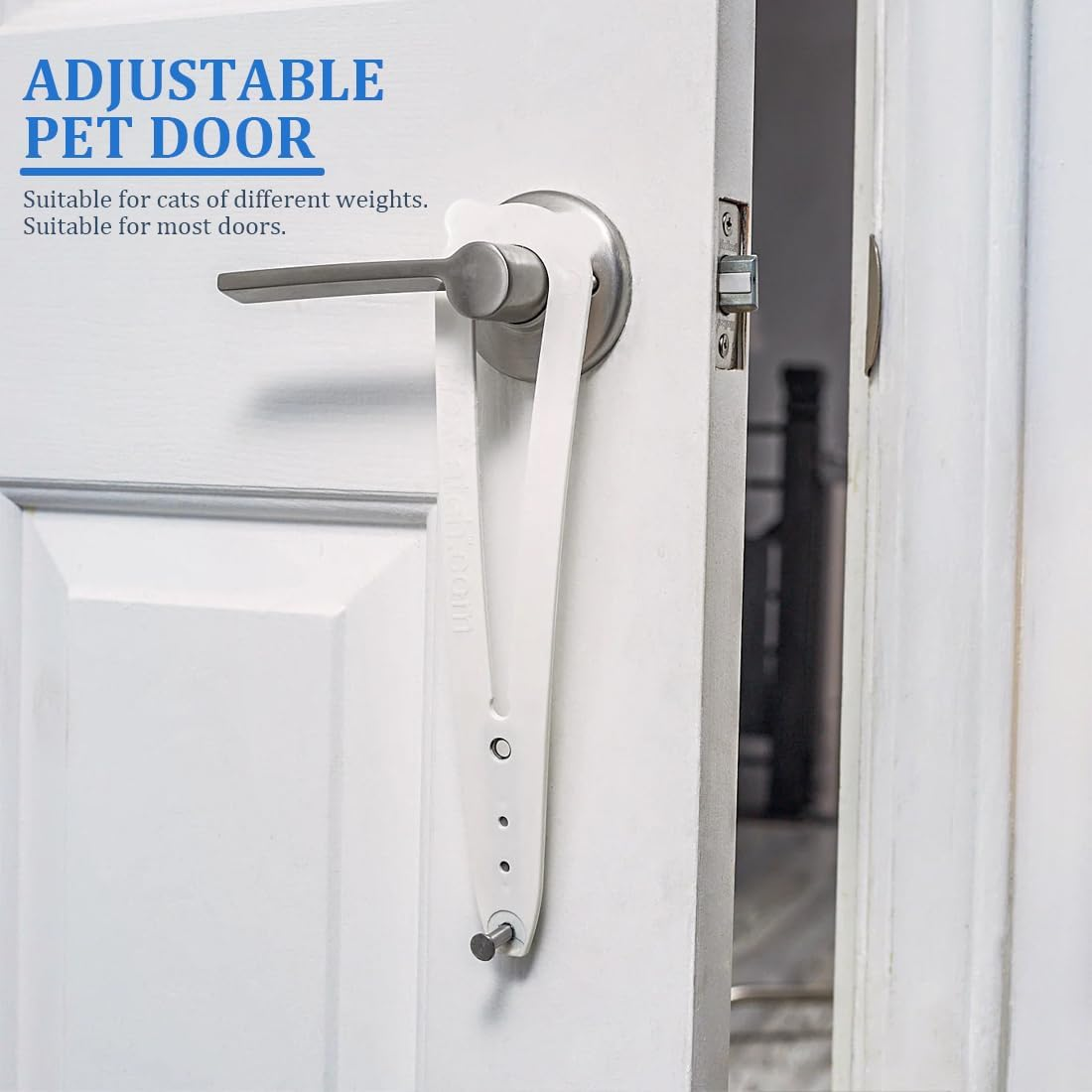 Pack of 2 Adjustable Door Straps, Door Latch Cat, Keep the Dog Away from the Litter Box and Prevent the Door from Closing, Cat Door Latch, Adjustable Cat Door Alternative image number 1