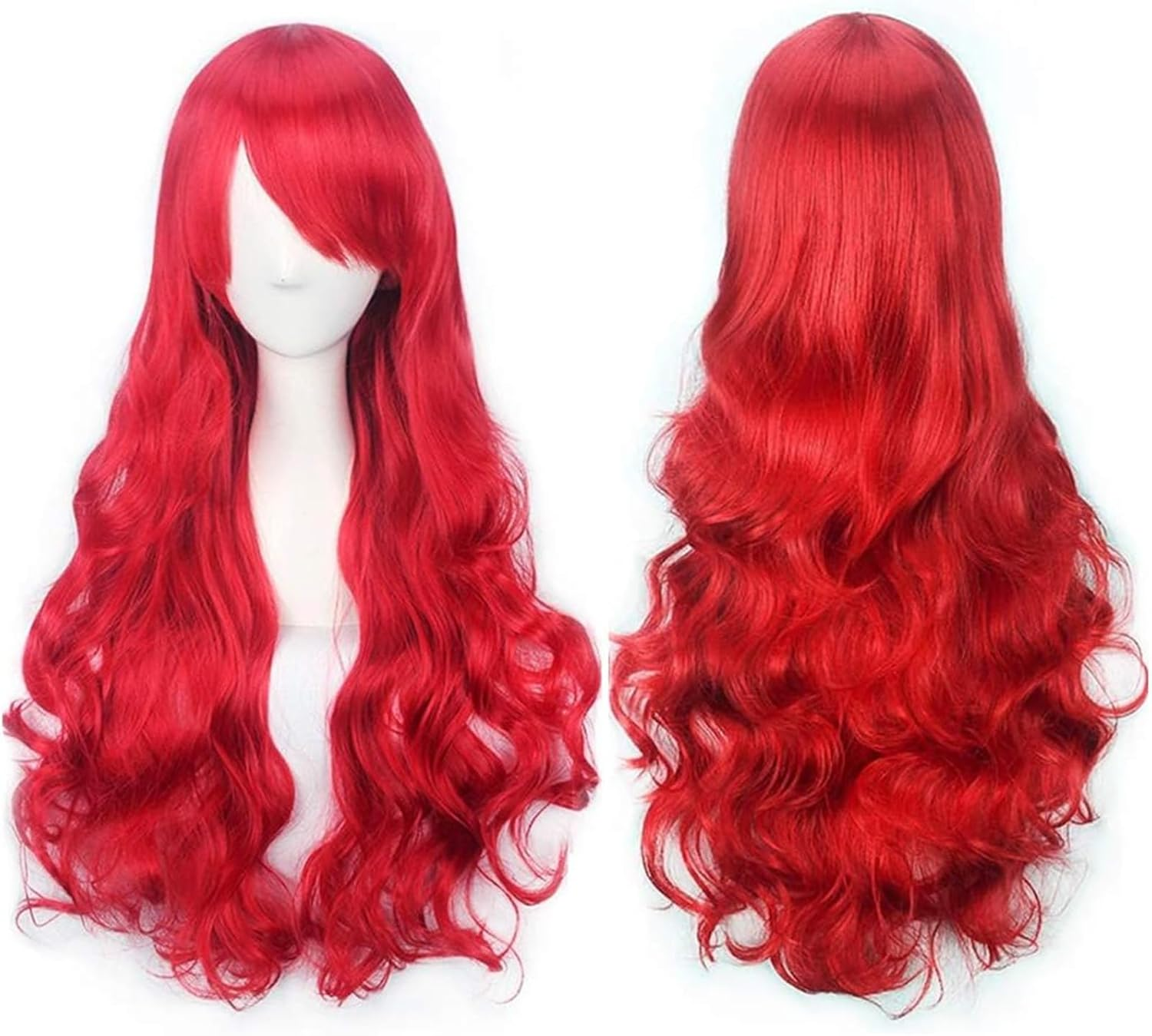 QAUARUMSUN 31.5&lsquo;&rsquo; Long Curly Natural Hair Cosplay Wig with Bangs Halloween Costume Party Synthetic White Wigs for Women (White) image number 2