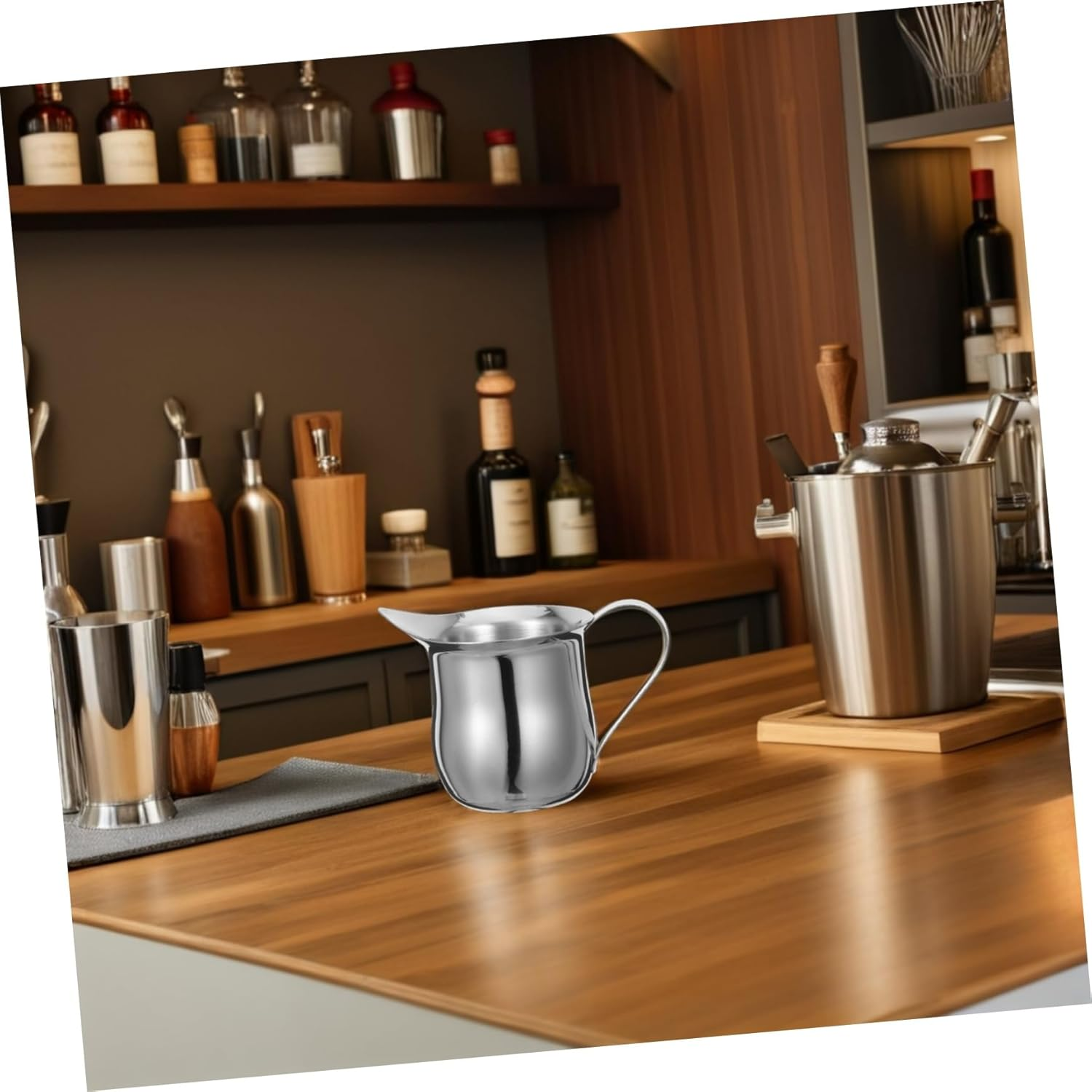 MOKKHNB 2Pcs Stainless Steel Milk Frother Pitchers 3Oz/90Ml Small Espresso Steaming Jugs Metal Milk Jug Cups for Coffee Latte Art Accessories image number 3