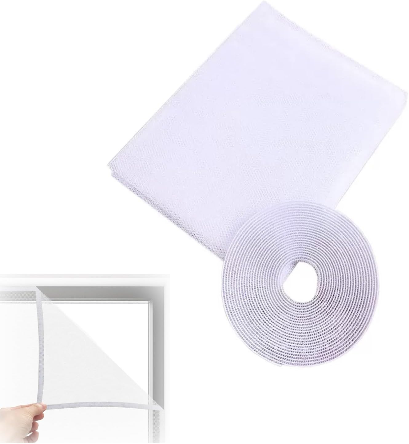 HENWUBEI White Mosquito Net Window Screen - 1.3M X1.5M Easy Install Washable Mesh for Bedroom/Office, Removable Tape & Reusable Bug Barrier image number 2