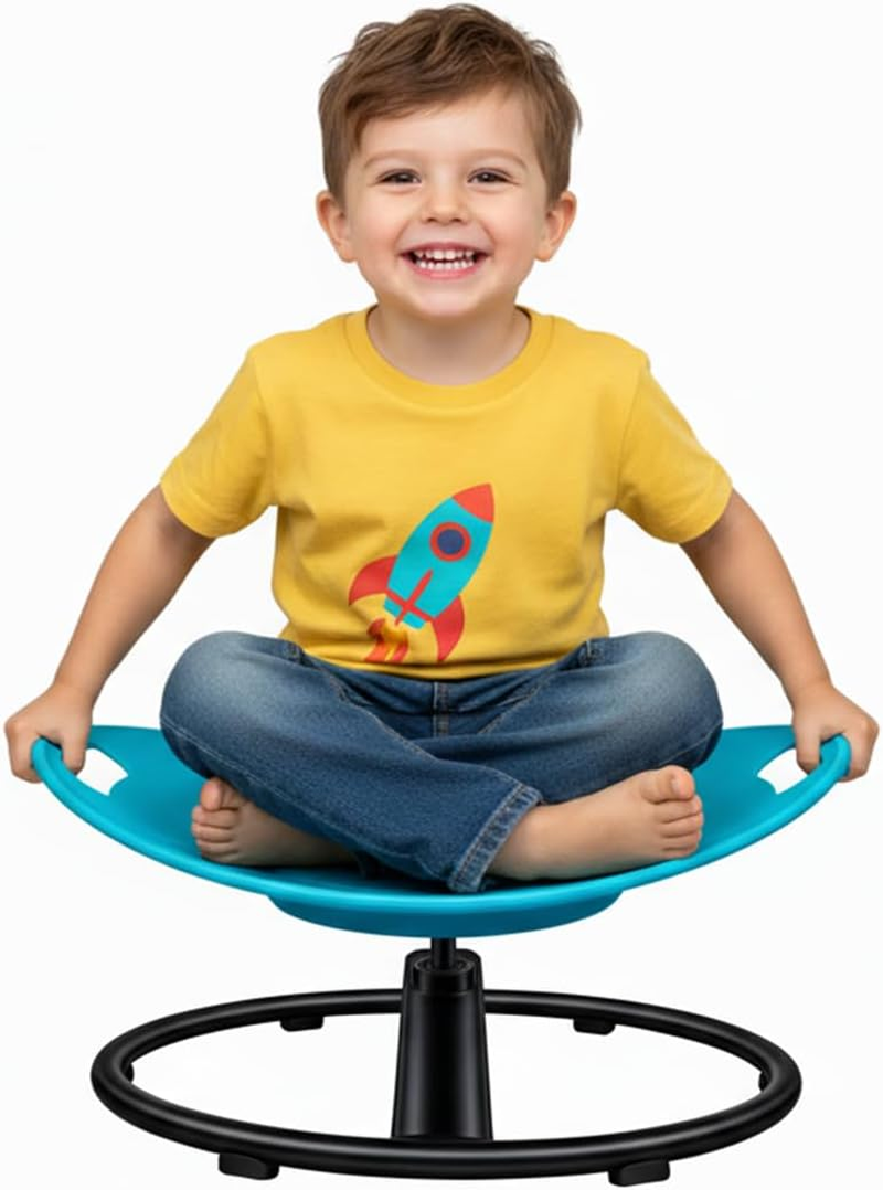 Spinning Chair for Autistic Kids - Sensory Swivel Chair with Safety Handle, Non-Slip Base, for Children with Autism & ADHD (Blue) image number 5