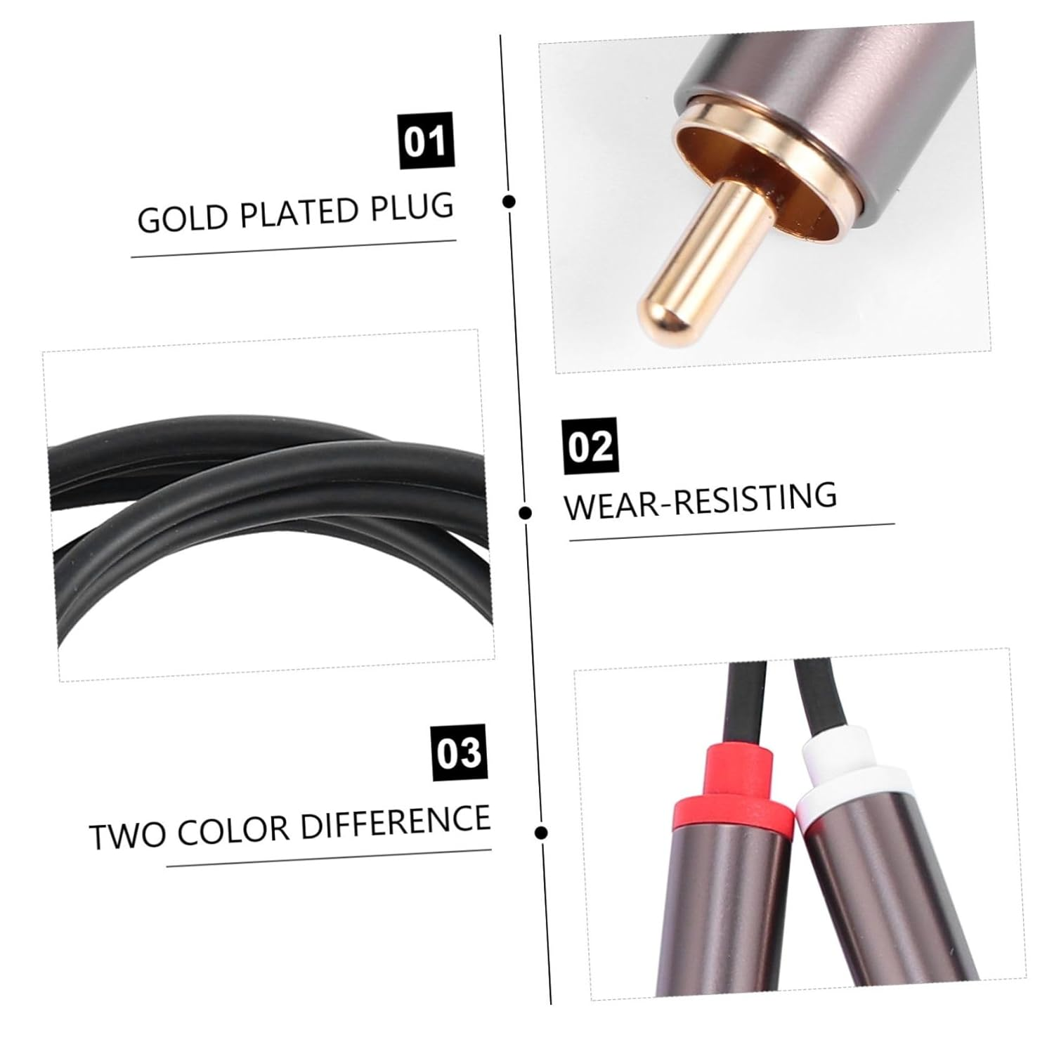 Homoyoyo Male to Male Audio Cable to Connection High Fidelity Sound Quality Wear-Resistant for Home Theater Gaming Consoles image number 3