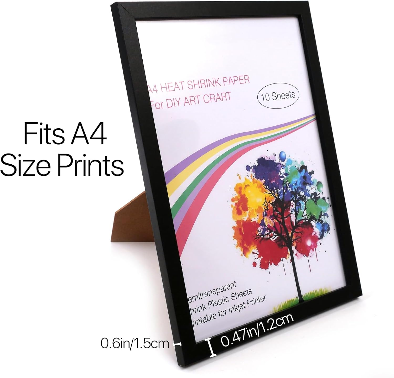 Picture Frame A4, 21X29.7Cm Black Picture Frame, Home Decoration Photo Display Frame Versatile Landscape Portrait Orientation, Wall Mountable Desk Stand image number 2