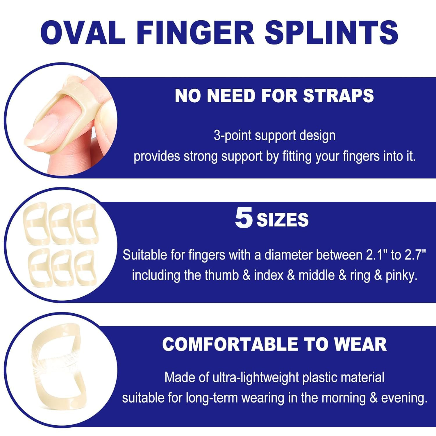 5 Pieces Finger Splint Mallet Finger Support Finger Splint Brace Plastic Finger Support Protector for Adjustable Finger Immobilizer for Basketball